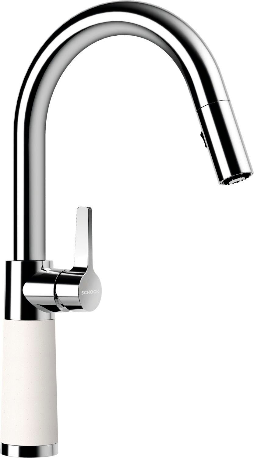 Schock Keukenkraan SC-520 SB uitschuifbaar, straal-douche, terugstroombegrenzer, draaibereik 120° keukenkranen wit