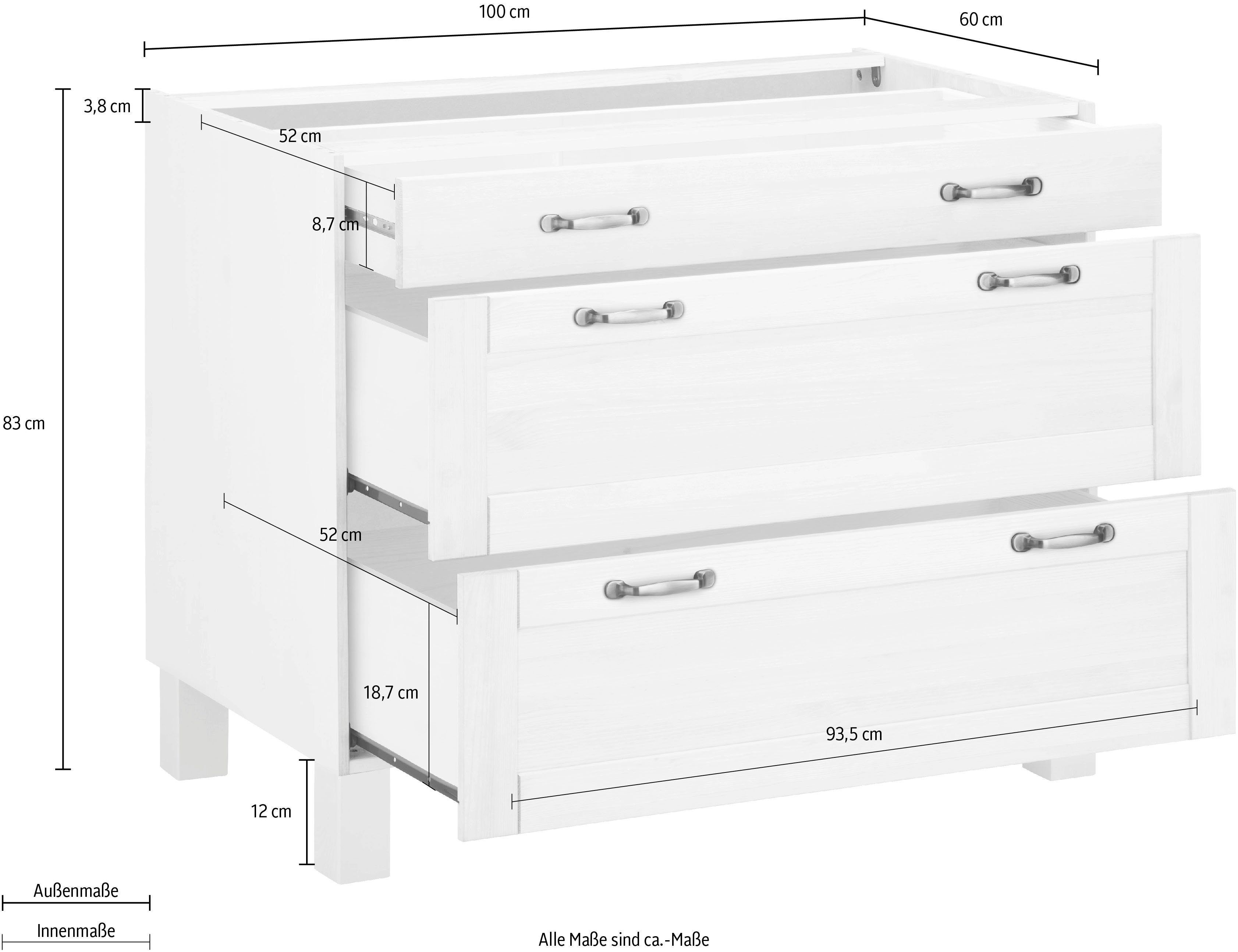 Home affaire Onderkast Alby Breedte 100 cm, 3 laden