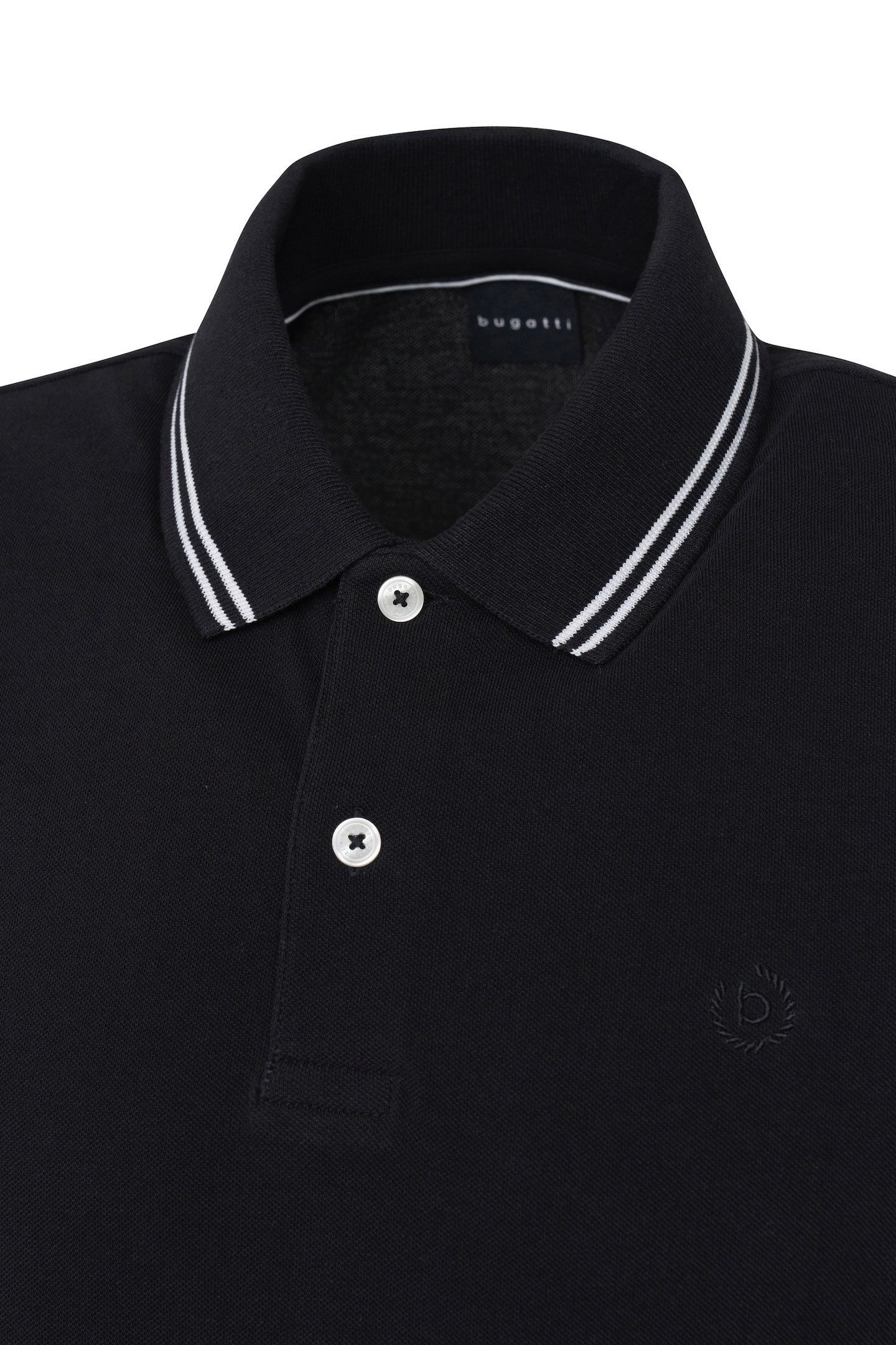 Bugatti Poloshirt met contraststrepen en borstborduursel