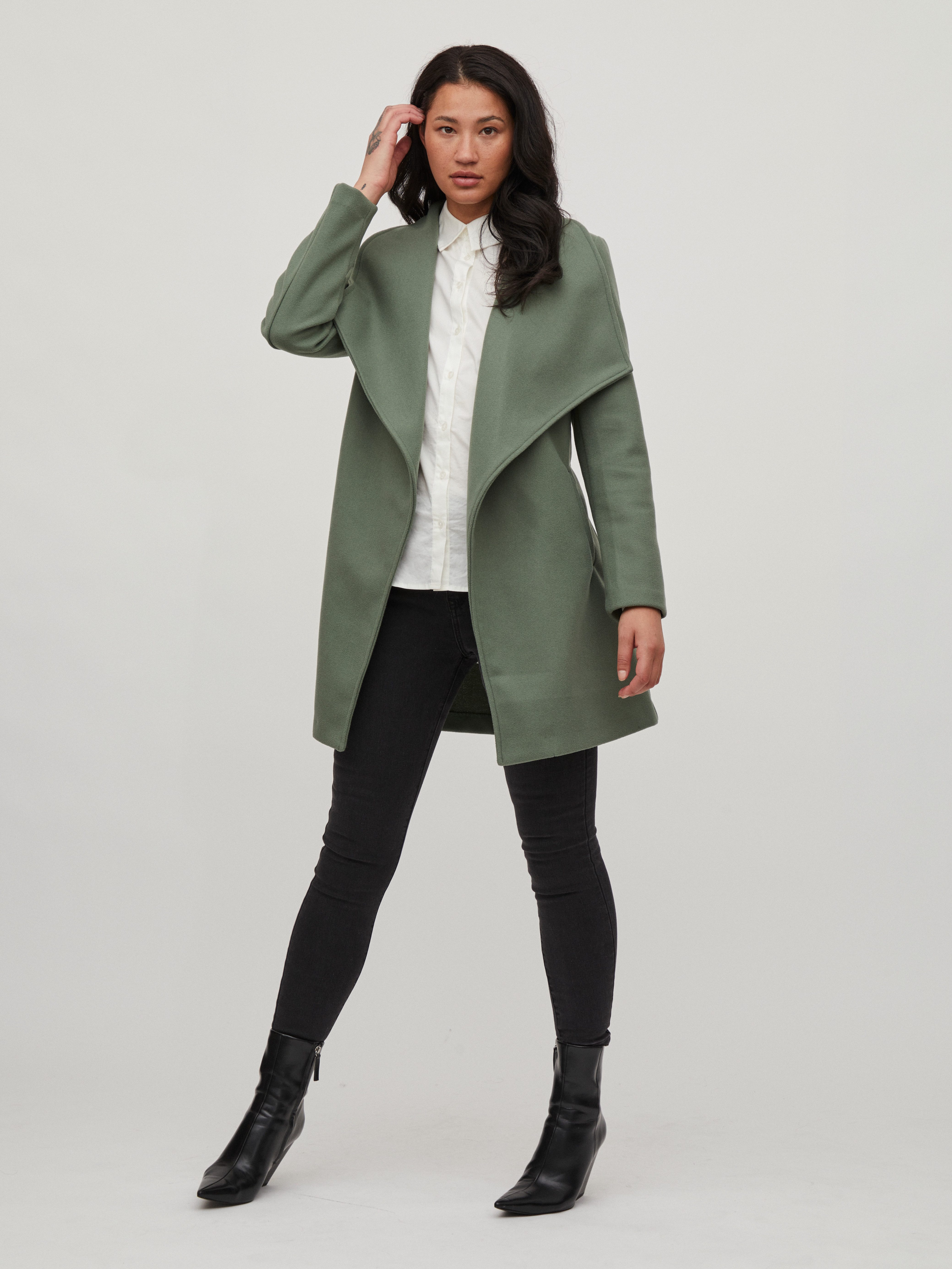 Vila Korte jas VICOOLEY COLLAR BELT COAT - NOOS