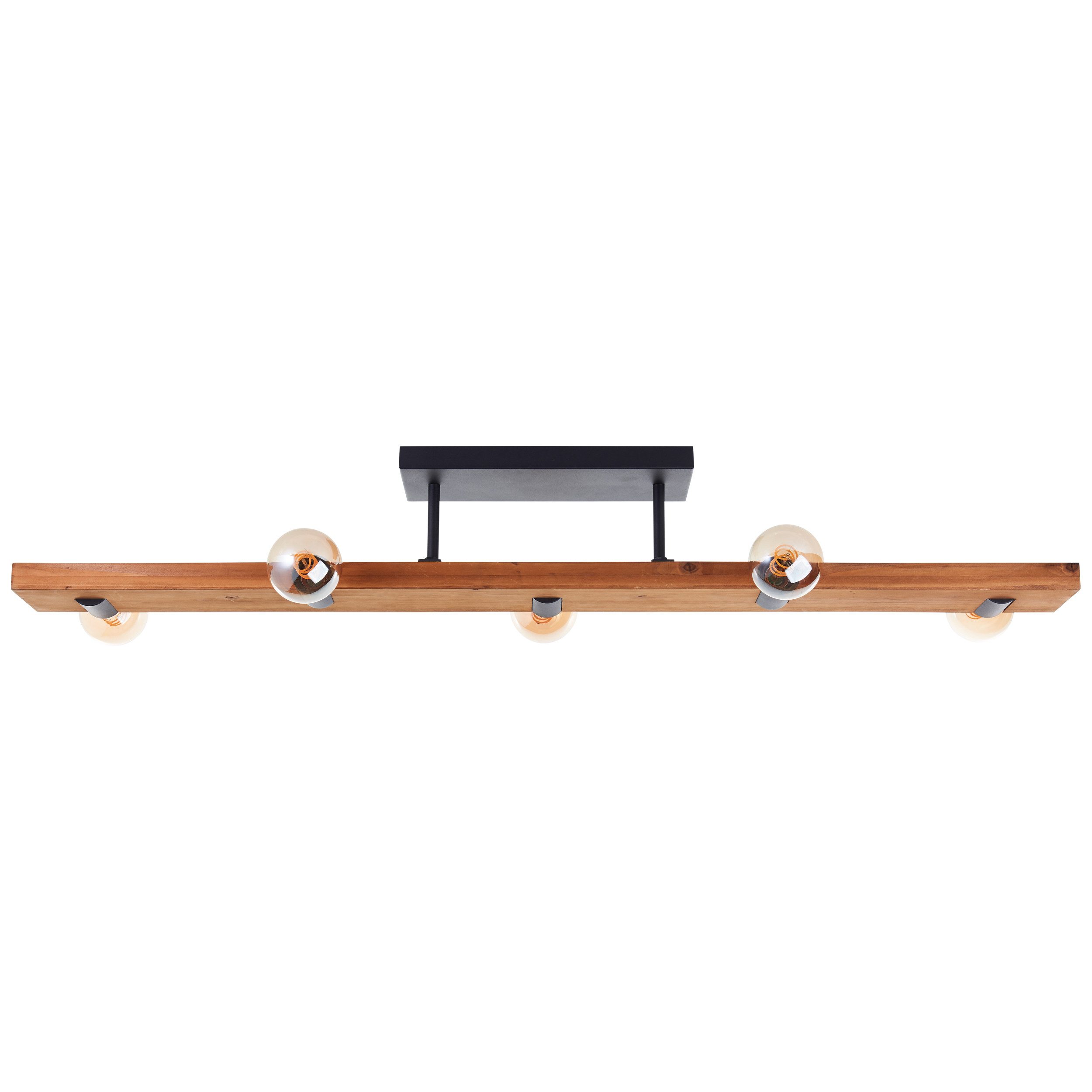 Brilliant Leuchten Plafondlamp Mertes Plafondlamp, E27, 115 x 12,5 cm, hout/metaal, bruin/zwart (1 stuk)