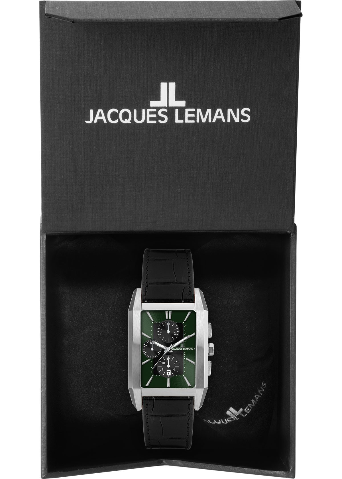 Jacques Lemans Chronograaf 1-2161E Quartz horloge, armbandhorloge, herenhorloge, datum, stopfunctie, leren band