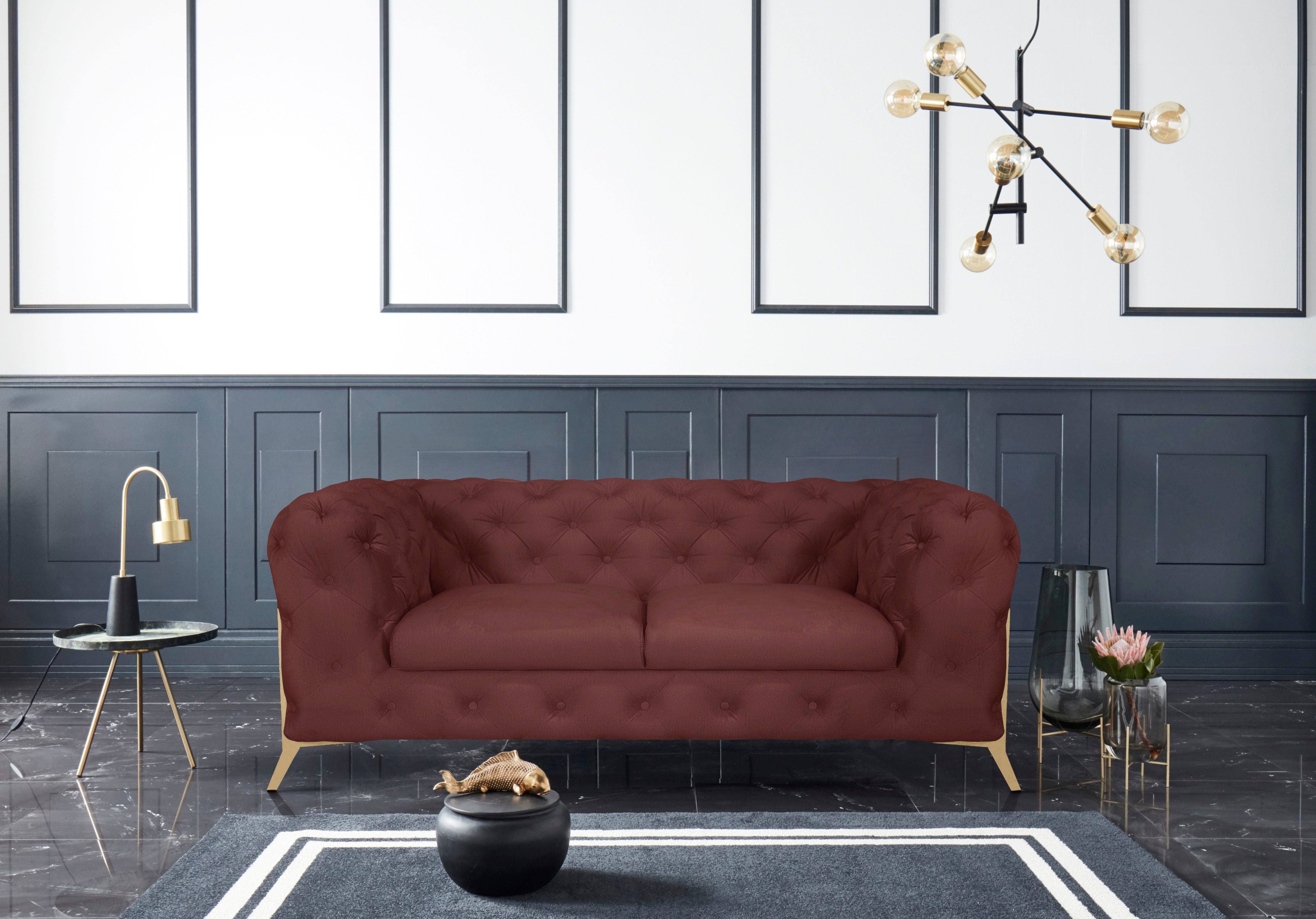 Leonique Chesterfield-bank Amaury luxueuze capitonnage, moderne chesterfield look, kleur van de poten ter keuze