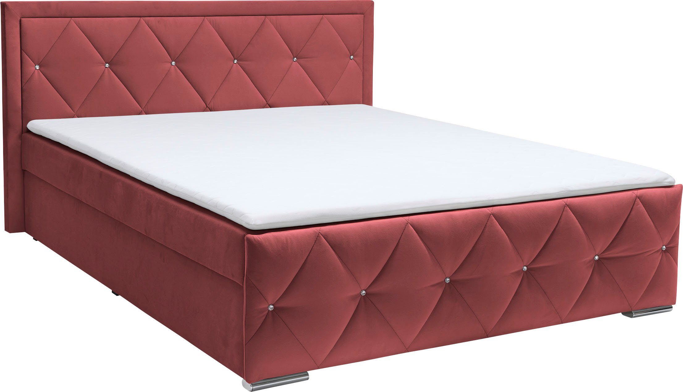 Leonique Boxspring Alfie, bestseller! Inclusief bedlade & topper Optioneel met knoopstiksels of strassstenen, H2, H3 en H4 verkrijgbaar
