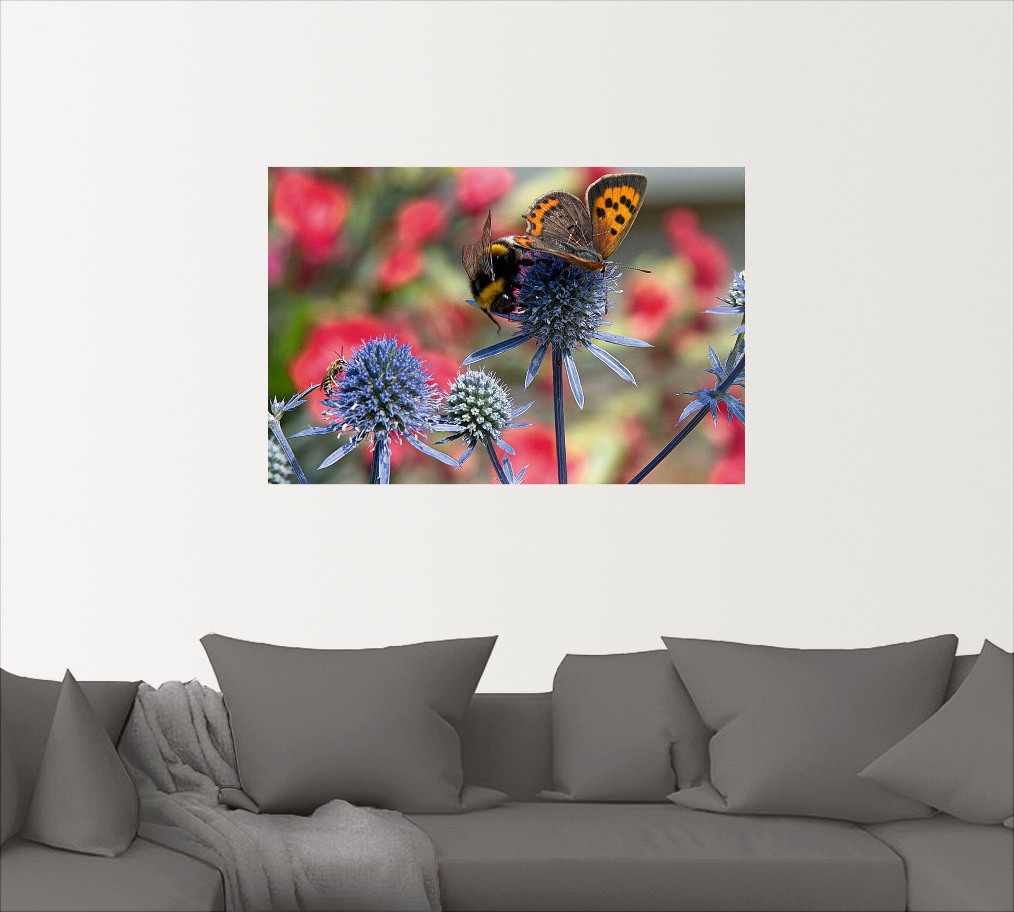Artland Artprint Kleine vuurvlinder en hommel als artprint van aluminium, artprint op linnen, muursticker, verschillende maten