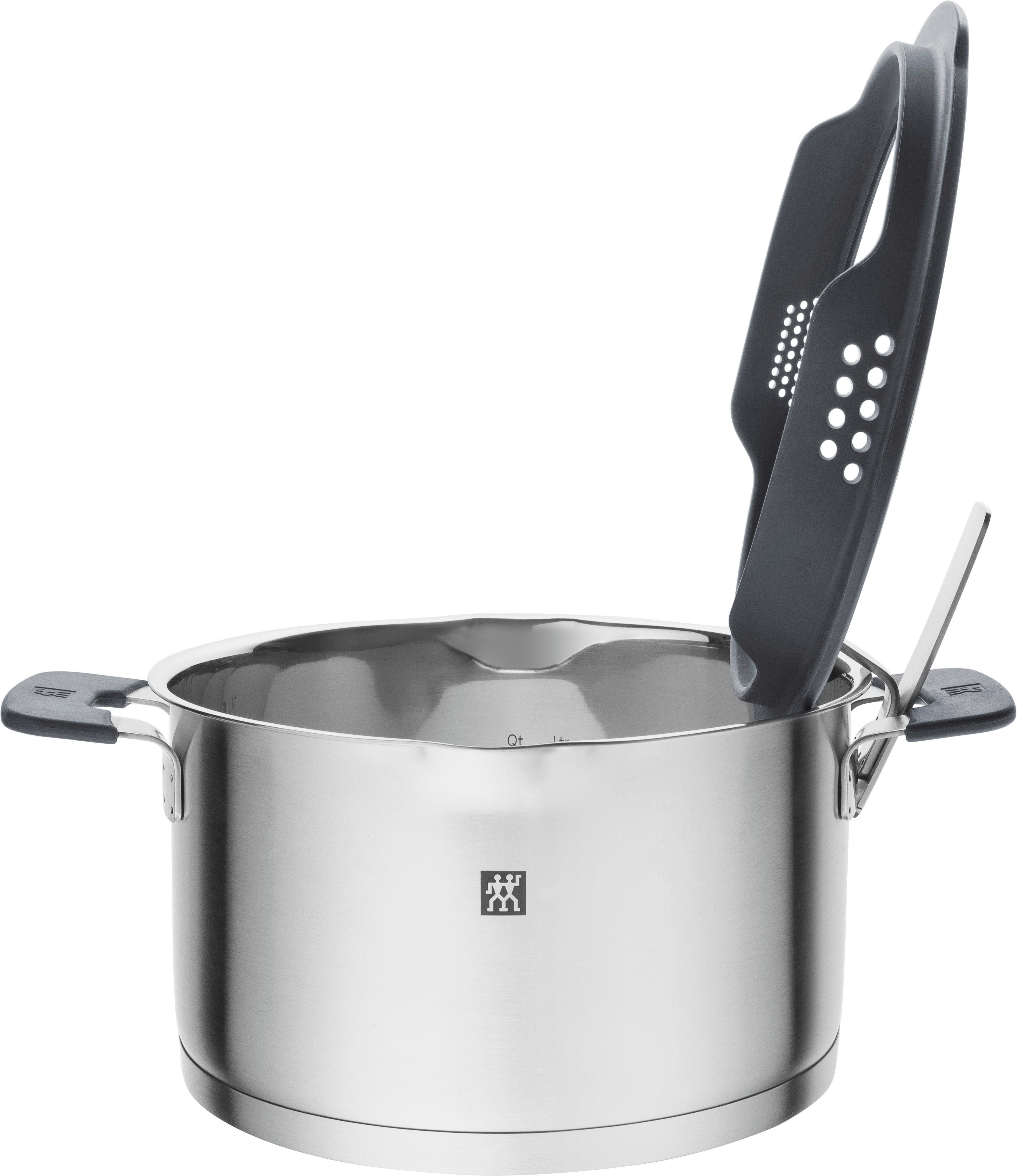 Zwilling Pannenset Simplify 18/10 roestvrij staal, geïntegreerd zeef in de deksel, inductie, 4-delig. (set)