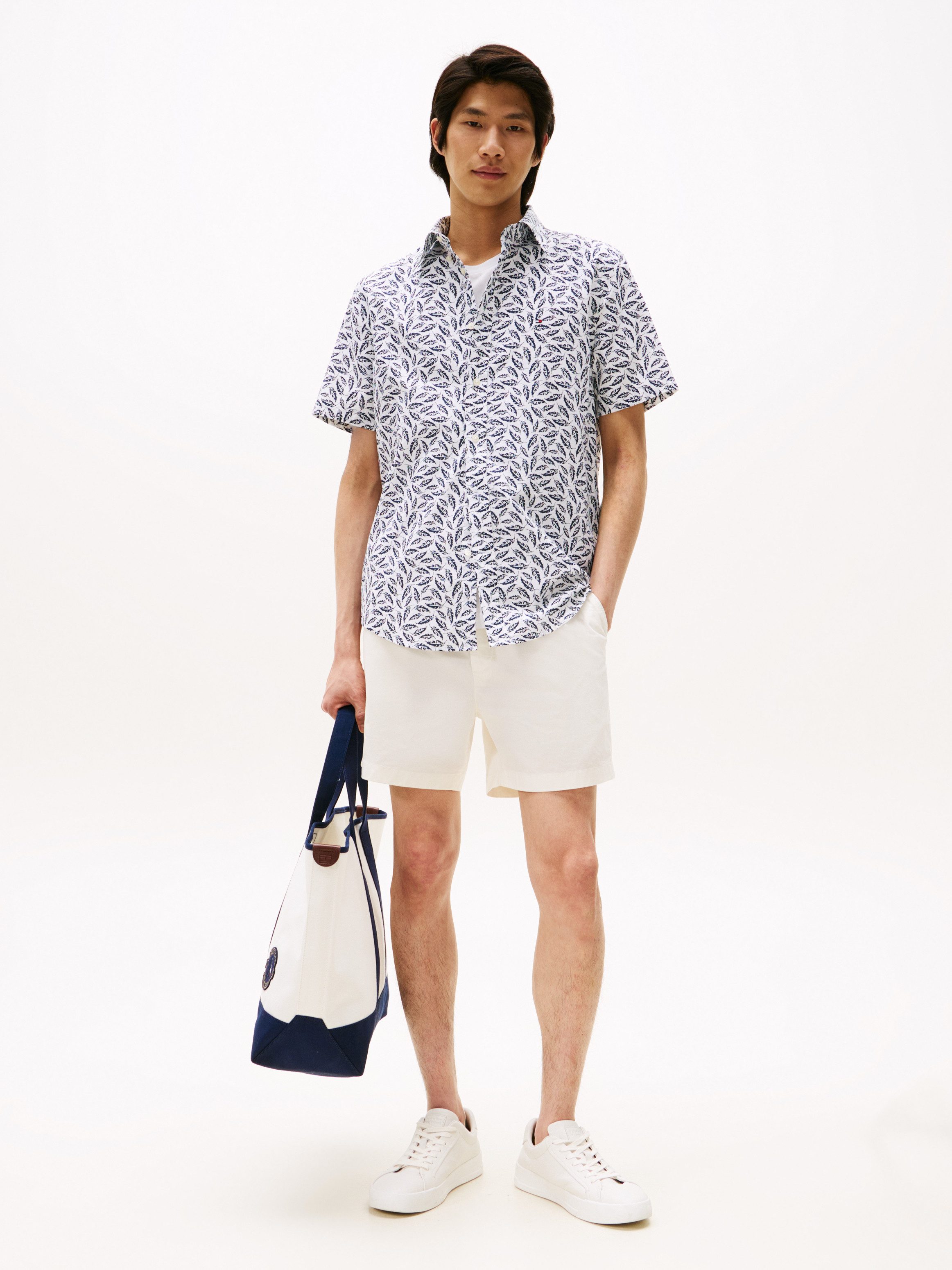 Tommy Hilfiger Overhemd met korte mouwen LINEN BLEND PRINT S/S RF SHIRT modieuze print, met linnen aandeel