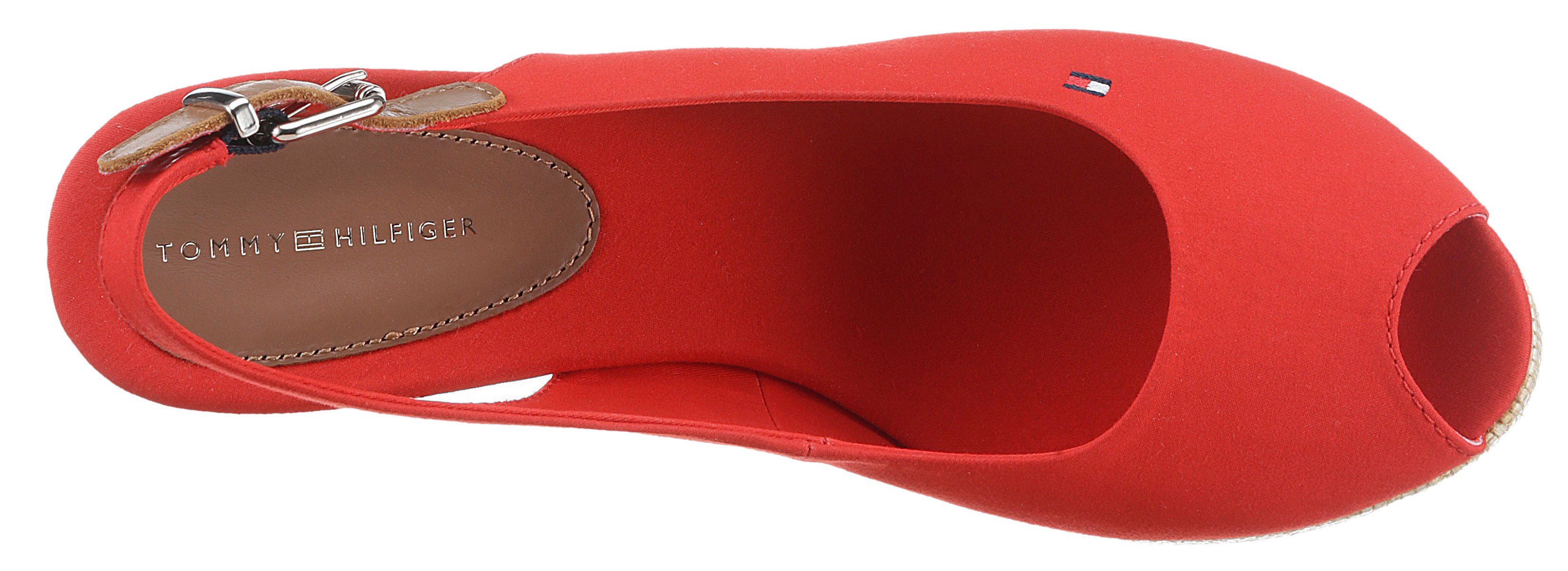 Tommy Hilfiger Sandaaltjes ICONIC ELBA SLING BACK WEDGE zomerschoen, sandaal, sleehak, met jute bekleding