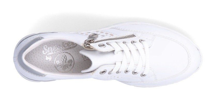Rieker Sneakers met sleehak met zij vlechtopeningen, vrijetijdsschoen, lage schoen, veterschoen