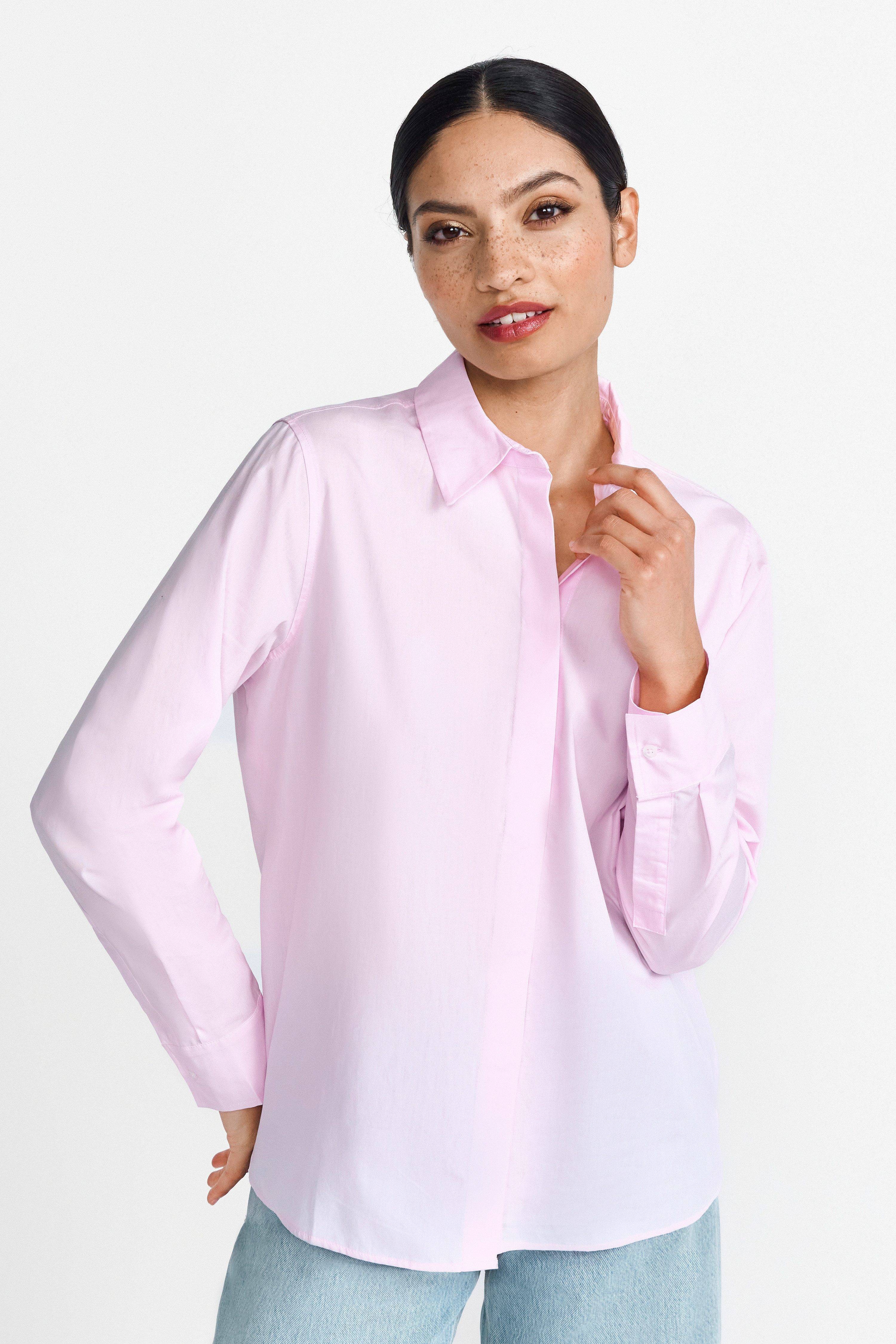 Rich & Royal Klassieke blouse Met merkenlabel op de rug dames blouses maat 34 roze