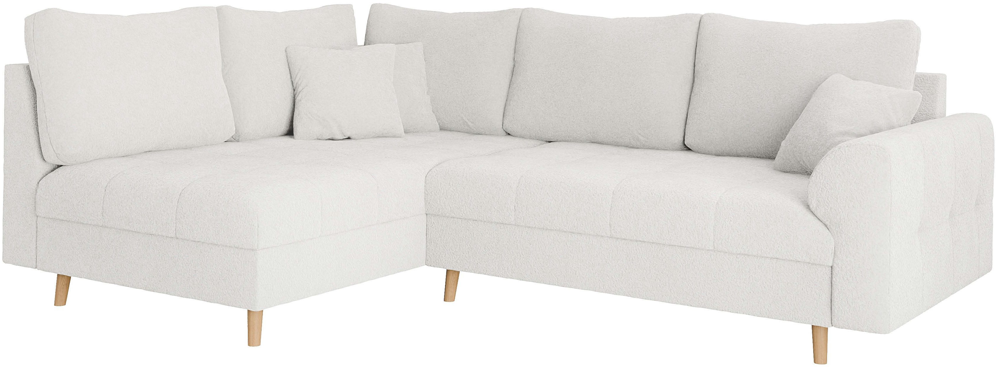 Home affaire Hoekbank CHARRE L-vorm met ottomane, afmetingen B/D/H: 231/161/81 cm fijne stiksels, losse rug- en sierkussens, ook in cord en bouclé