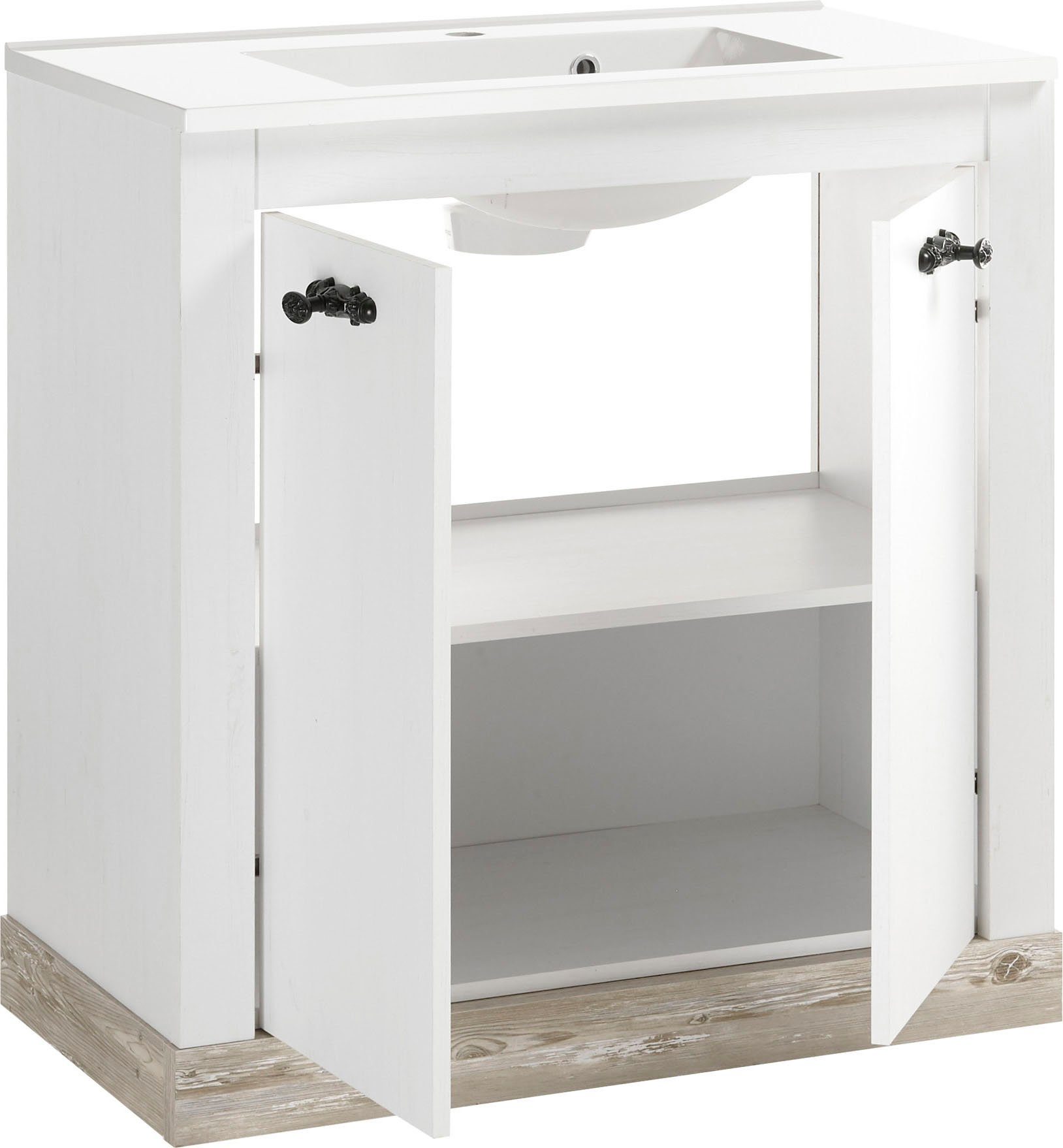 Home affaire Wastafelonderkast Florenz, wastafelonderkast incl. wastafel, metalen handgrepen