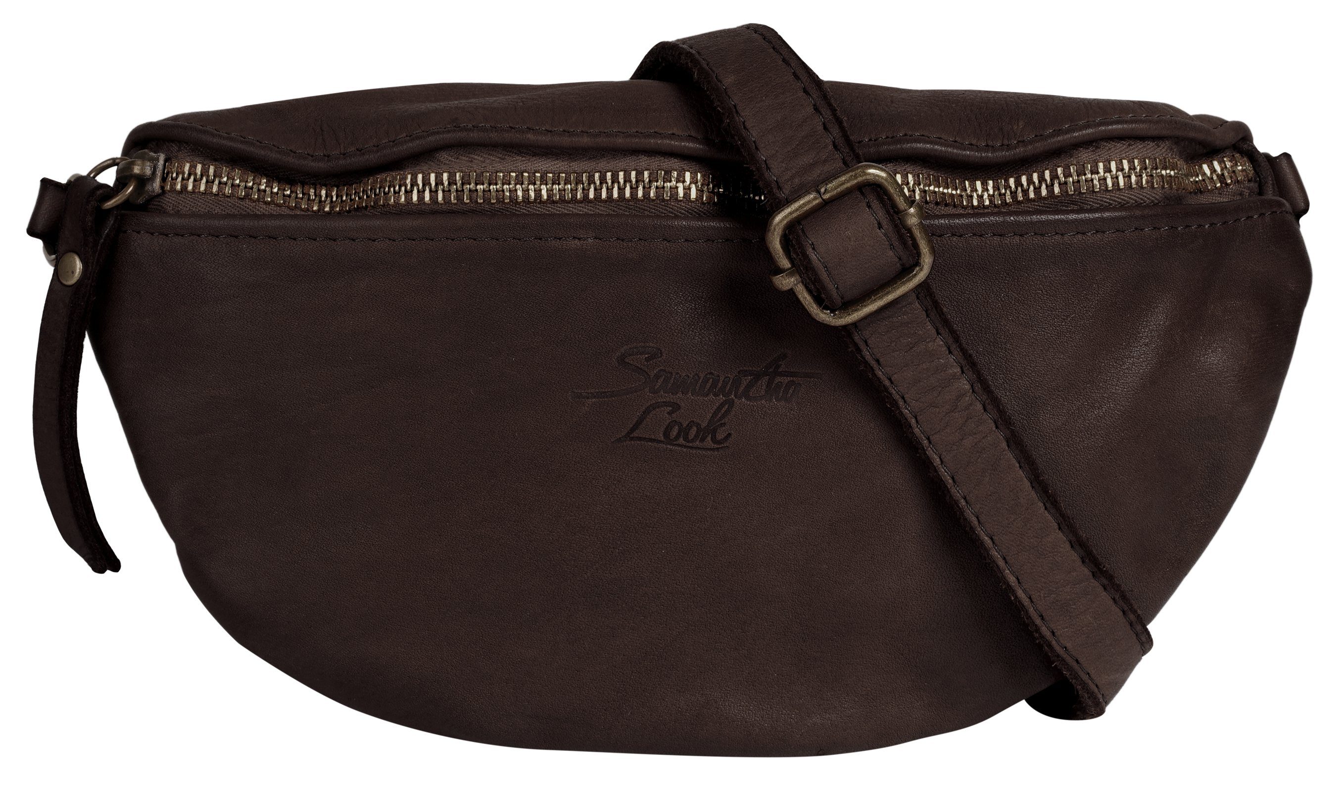 Samantha Look Schoudertas echt leer, made in italy dames tassen maat Onesize bruin