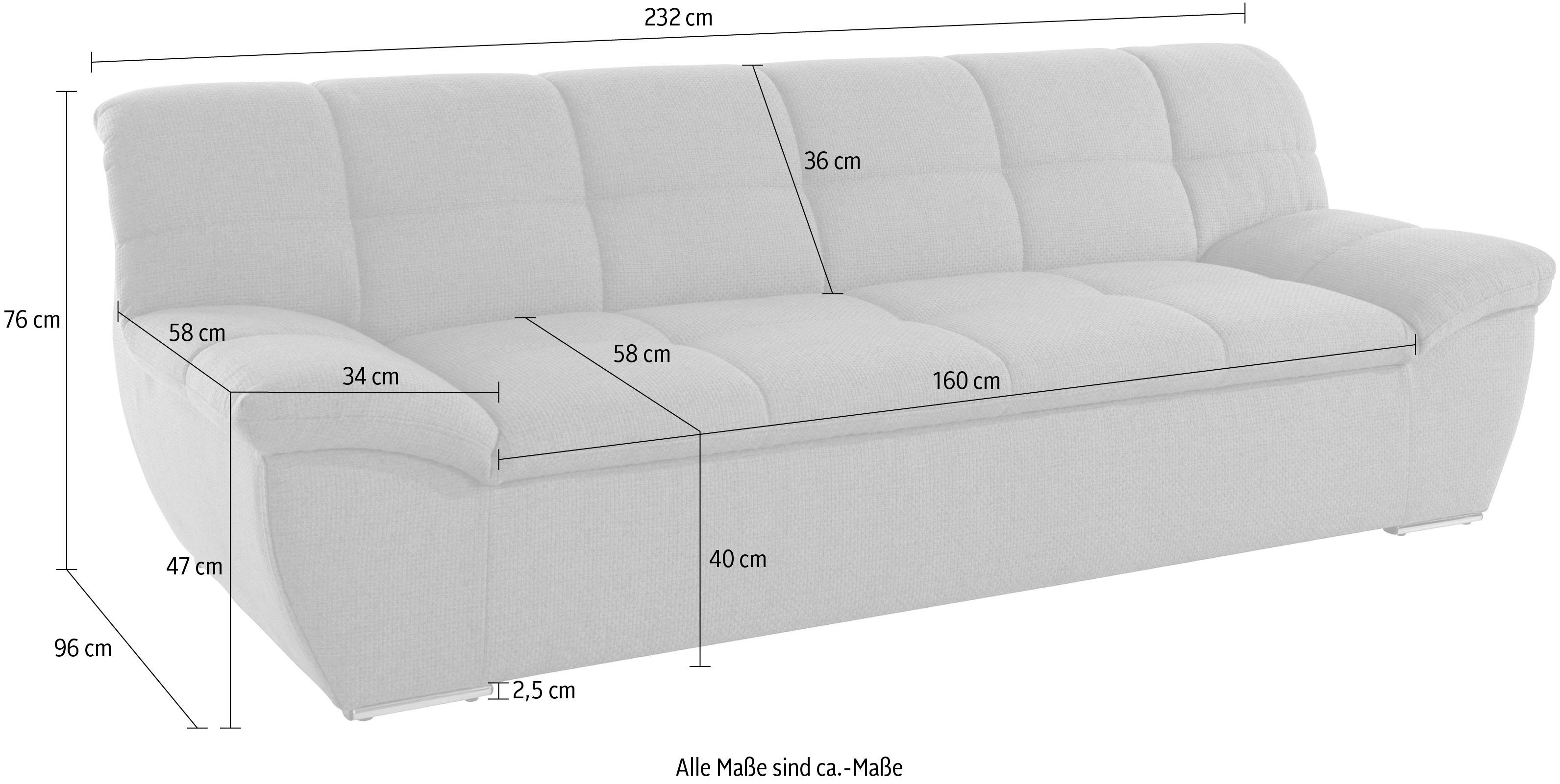 DOMO collection 3-zitsbank Lagoa, moderne zittingstikking, comfortabel en comfortabel