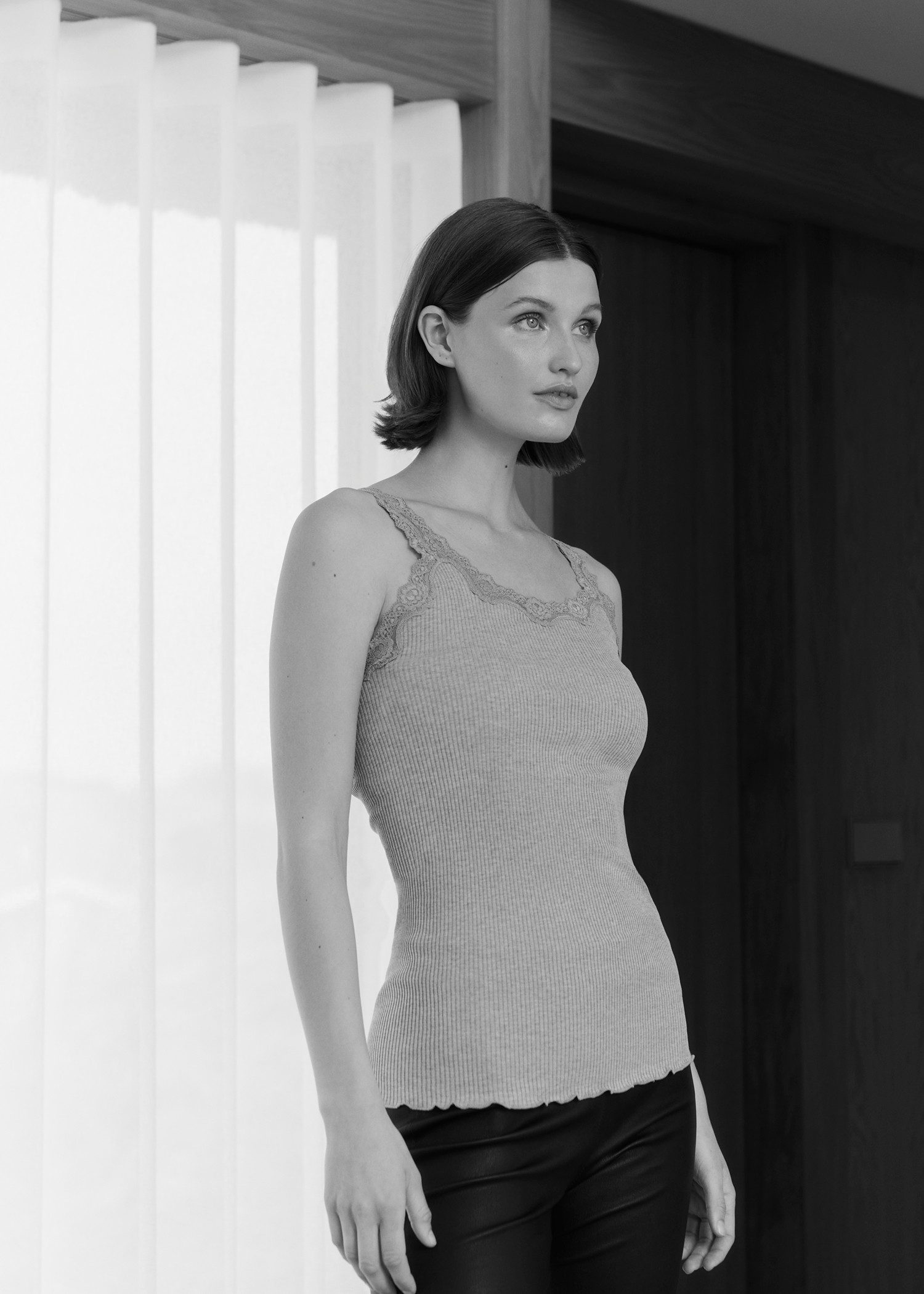 rosemunde Tanktop Babette Silk Top prachtige, omgekeerde vintage kanten afwerking