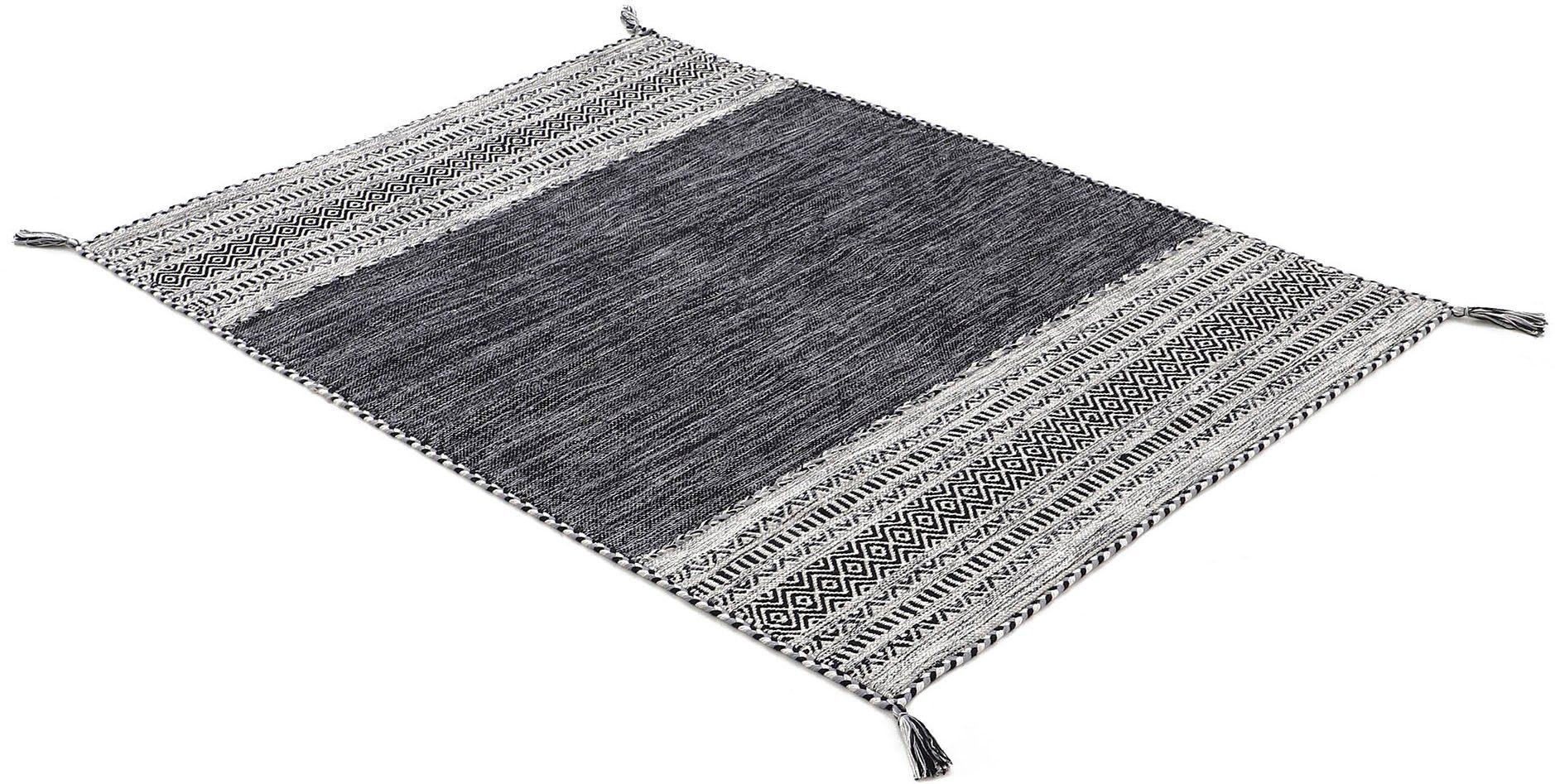 carpetfine Vloerkleed Kelim Azizi Katoenen, tweezijdig te gebruiken kleed met franje, woonkamer