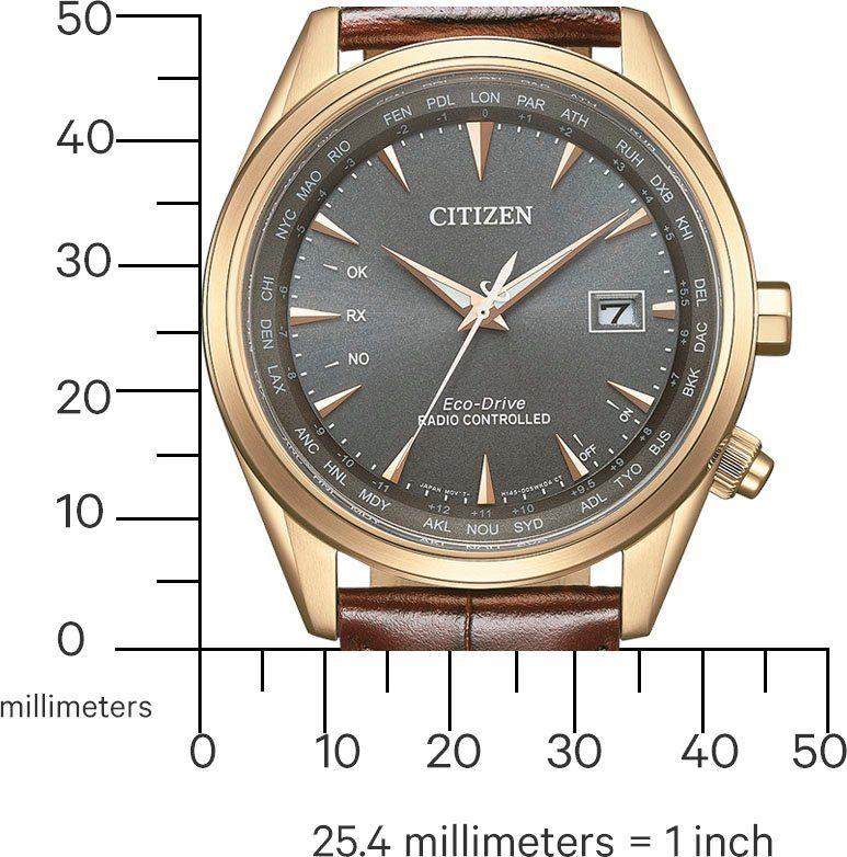 Citizen Radiografisch horloge Polshorloge, herenhorloge, solar, leren band, saffierglas, datum