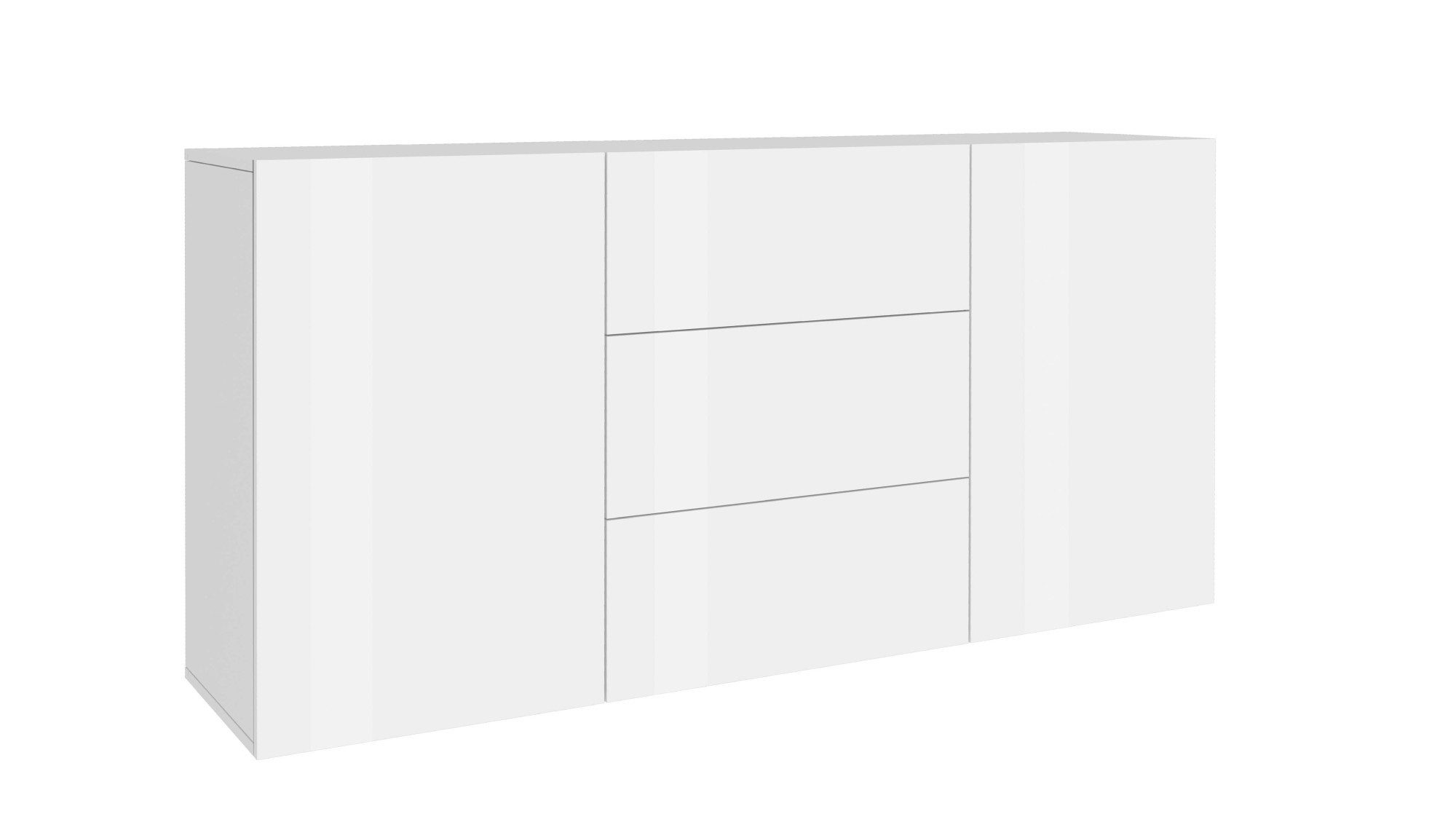 INOSIGN Dressoir Egypt, Ladekast, Kast, Buffet, greeploos 2 deuren, 3 lades, volledig hoogglans gelakt breedte 160