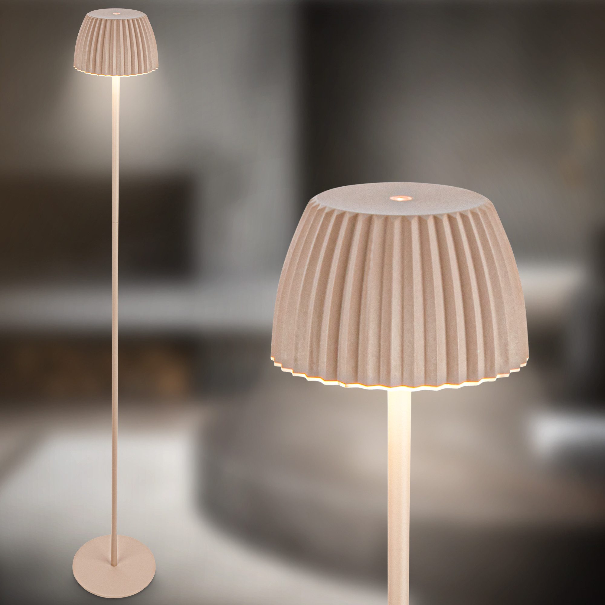 Briloner Leuchten Led-staande lamp Accu LED vloerlamp, beige