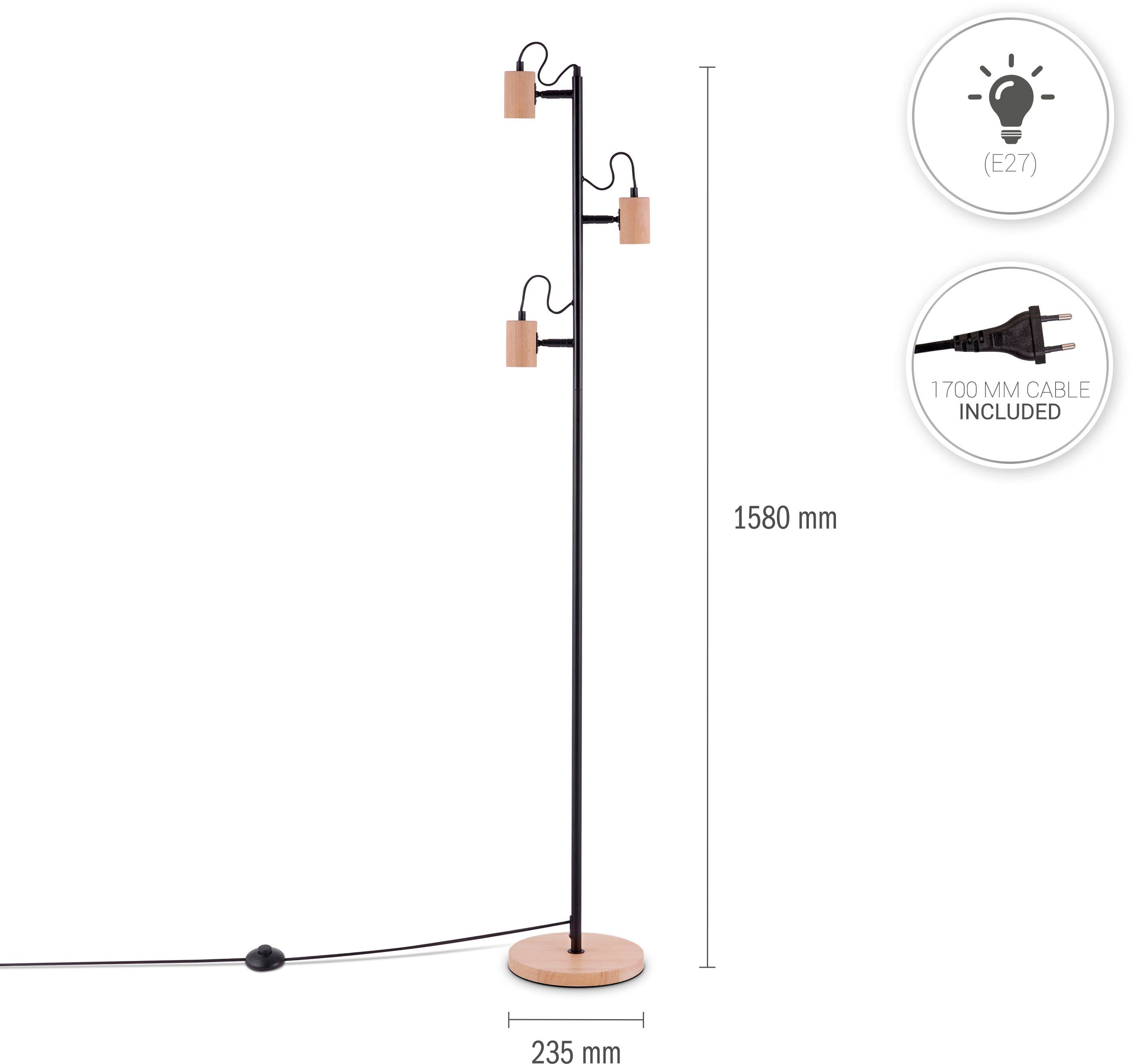 Paco Home Staande lamp Achim LED vloerlamp woonkamer slaapkamer decor modern tijdloos hout E27