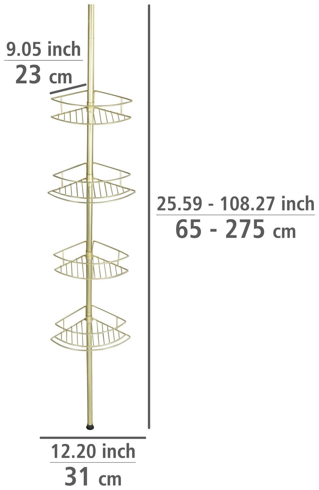 WENKO Telescooprek Dolcedo Hoekrek met 4 planken, hoogte verstelbaar 65-275 cm