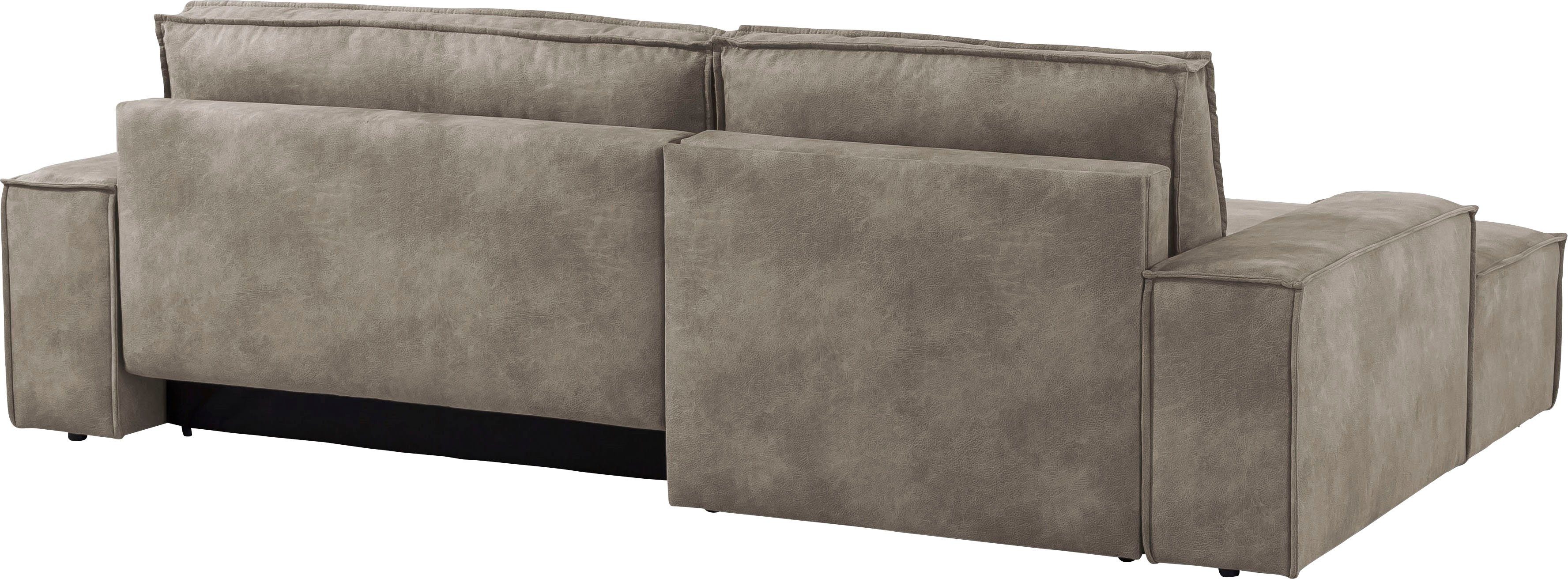 Home affaire Hoekbank SHERWOOD bedbank 267 cm, L-model, Slaapfunctie met bedlade (210x136 cm), cord, vintage, fluweel
