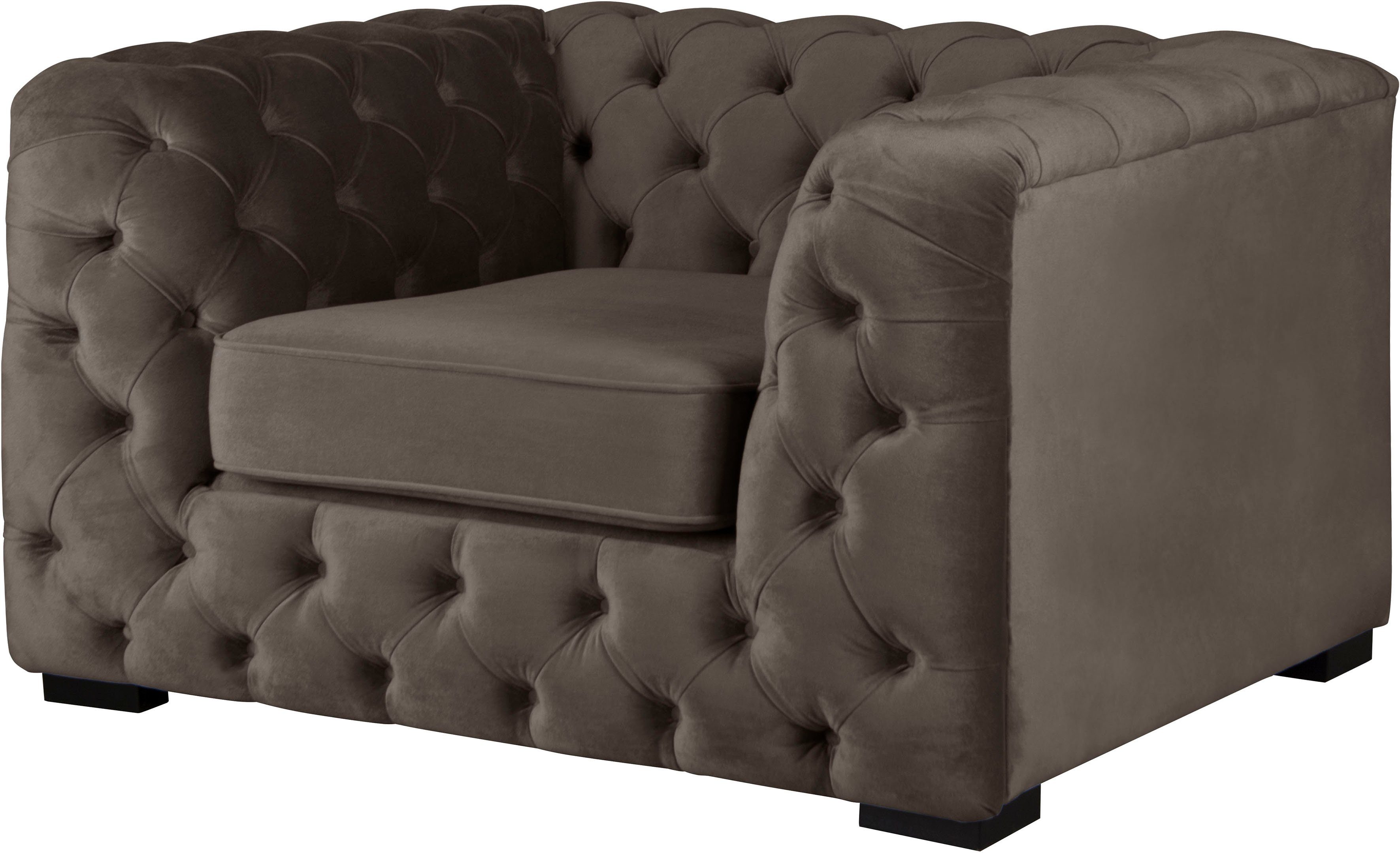 Guido Maria Kretschmer Home&Living Chesterfield-fauteuil Kalina stoel klassieke chesterfield knoopdetails, zeer hoogwaardige afwerking