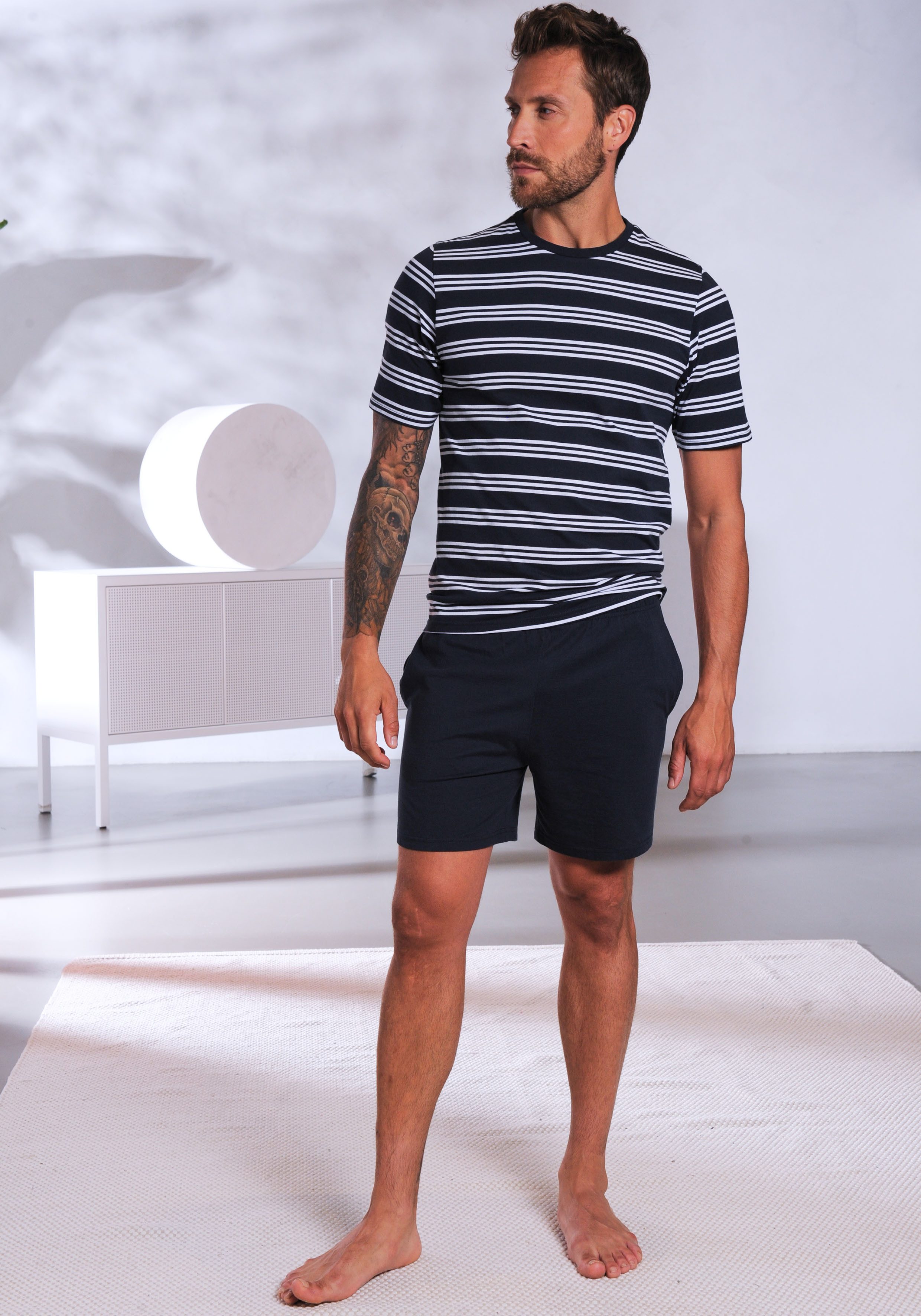 AUTHENTIC LE JOGGER Pyjama Pyjama met gestreepte bovenstukken (4-delig, Set van 2)