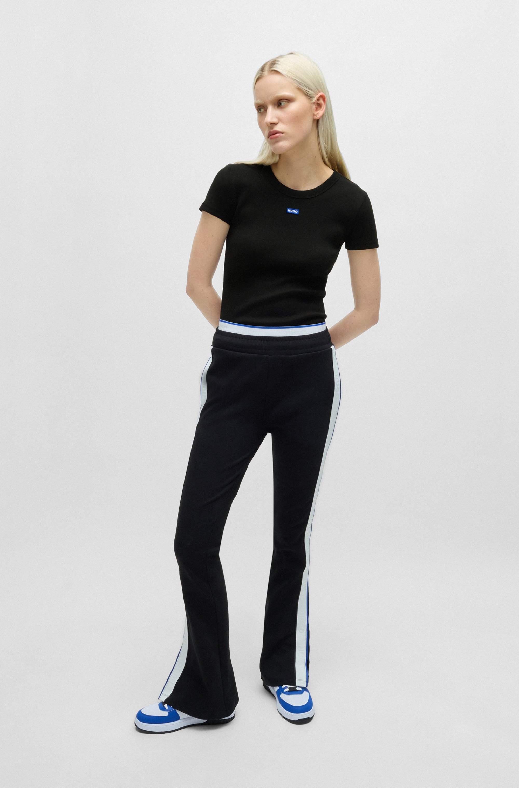 HUGO Blue T-shirt EASY TEE met hugo applicatie