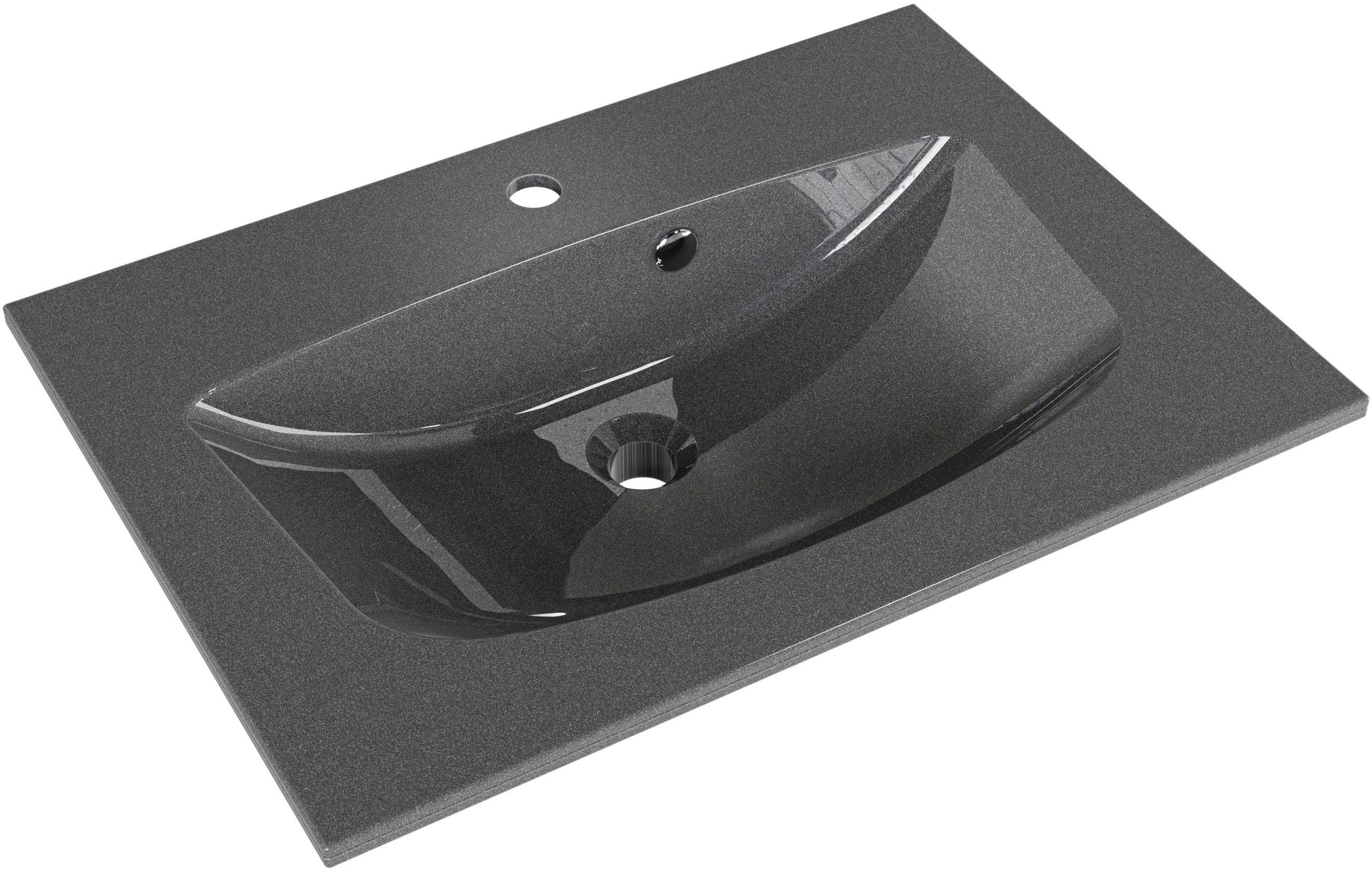Saphir Wastafelonderkast Serie 6025 mineraalmarmeren wastafel met onderkast, 67 cm breed (2-delig)