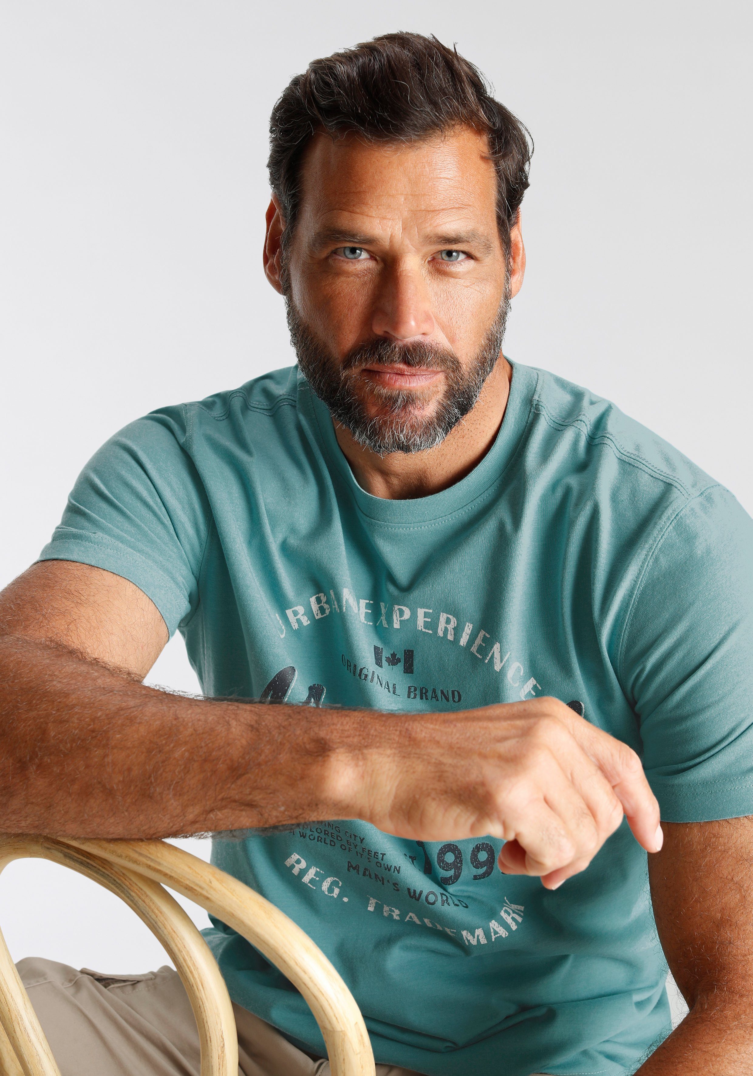 Man's World T-shirt Korte mouwen, casual pasvorm, van katoenmix, onderhoudsvriendelijk