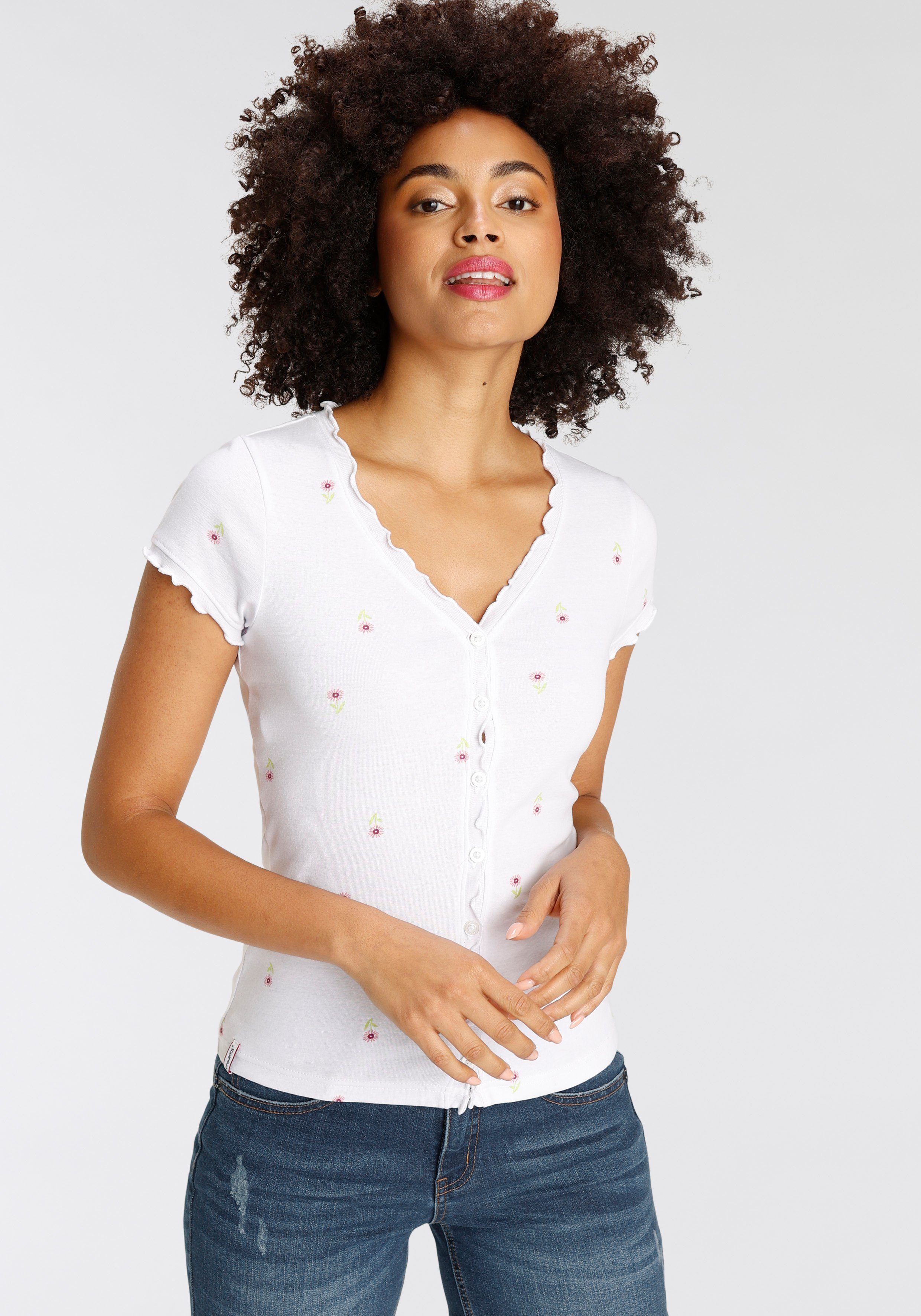KangaROOS Shirt met korte mouwen korte mouw, figuuraccentuerend, van katoen