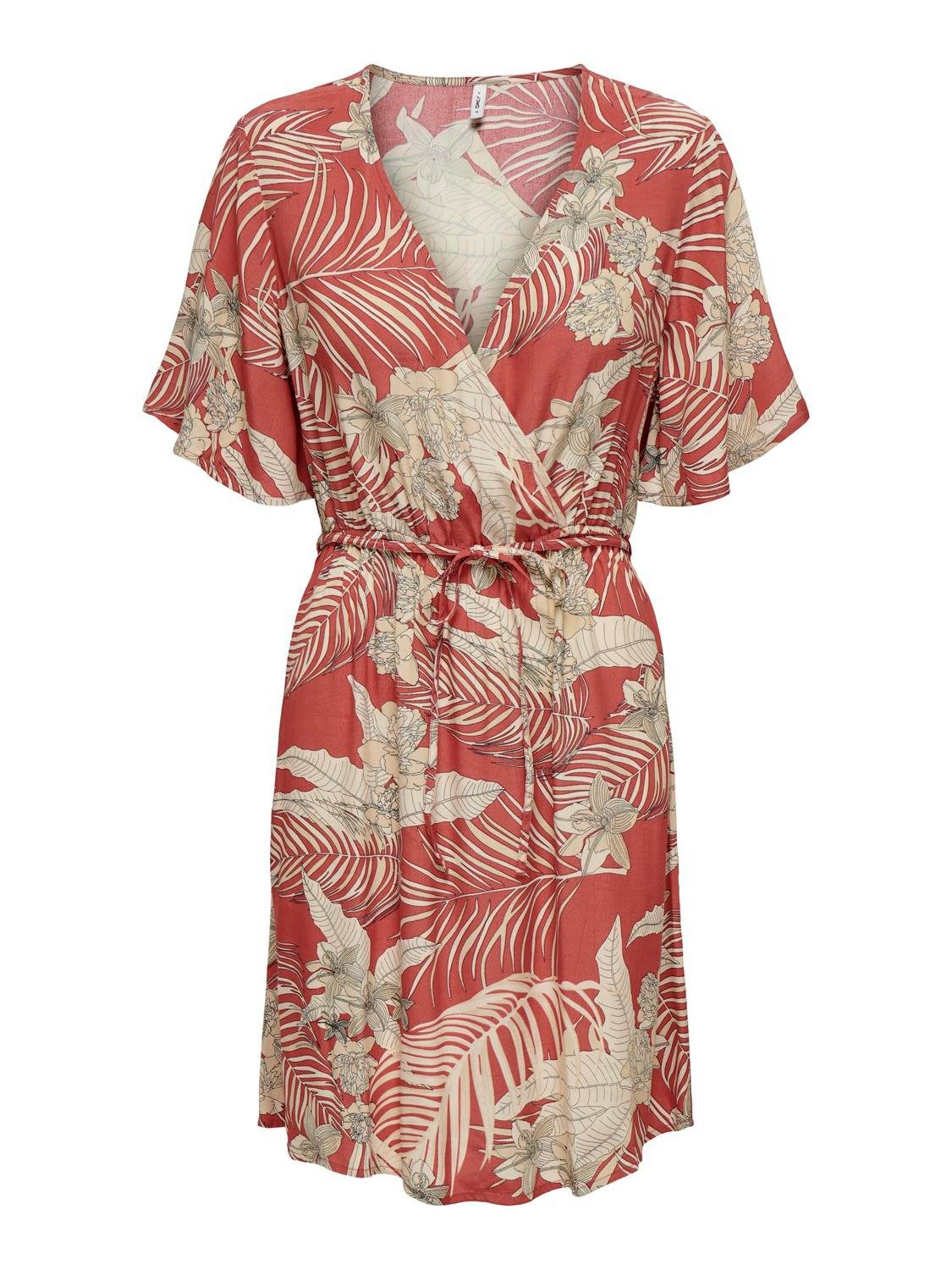 Only Gedessineerde jurk ONLPALINA LIFE 2 4 WRAP DRESS PTM