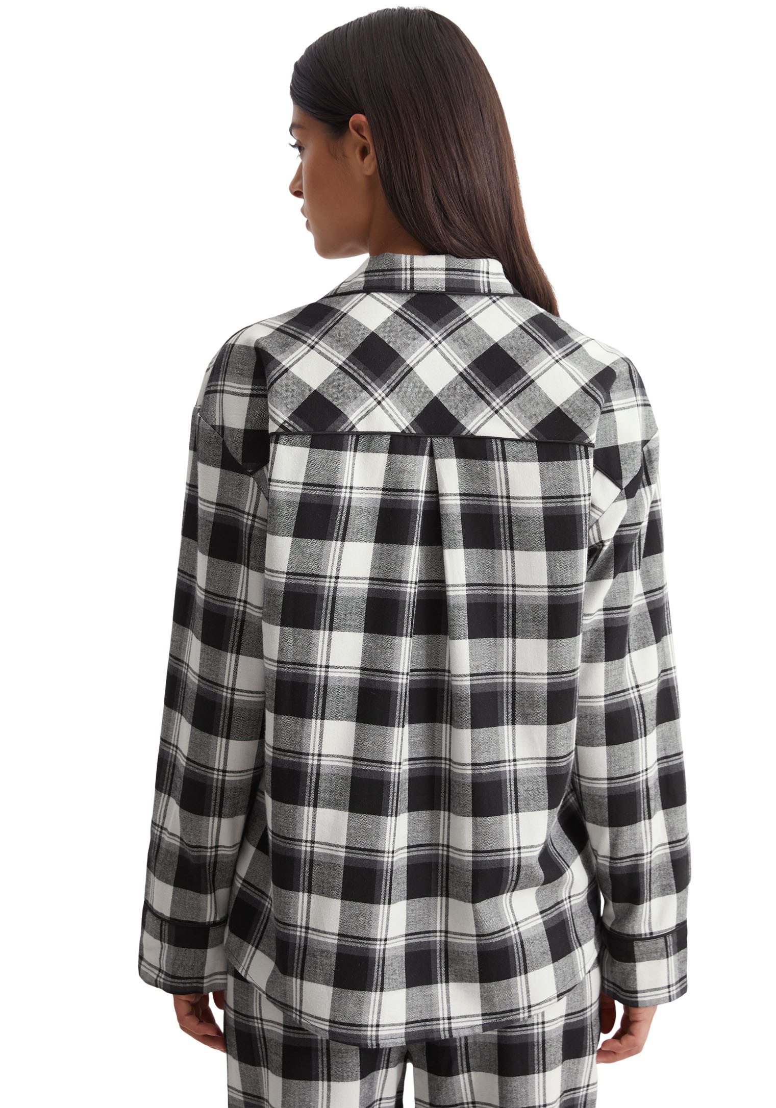 Marc O'Polo Pyjama top Homey flanel met ruitpatroon en borstzak