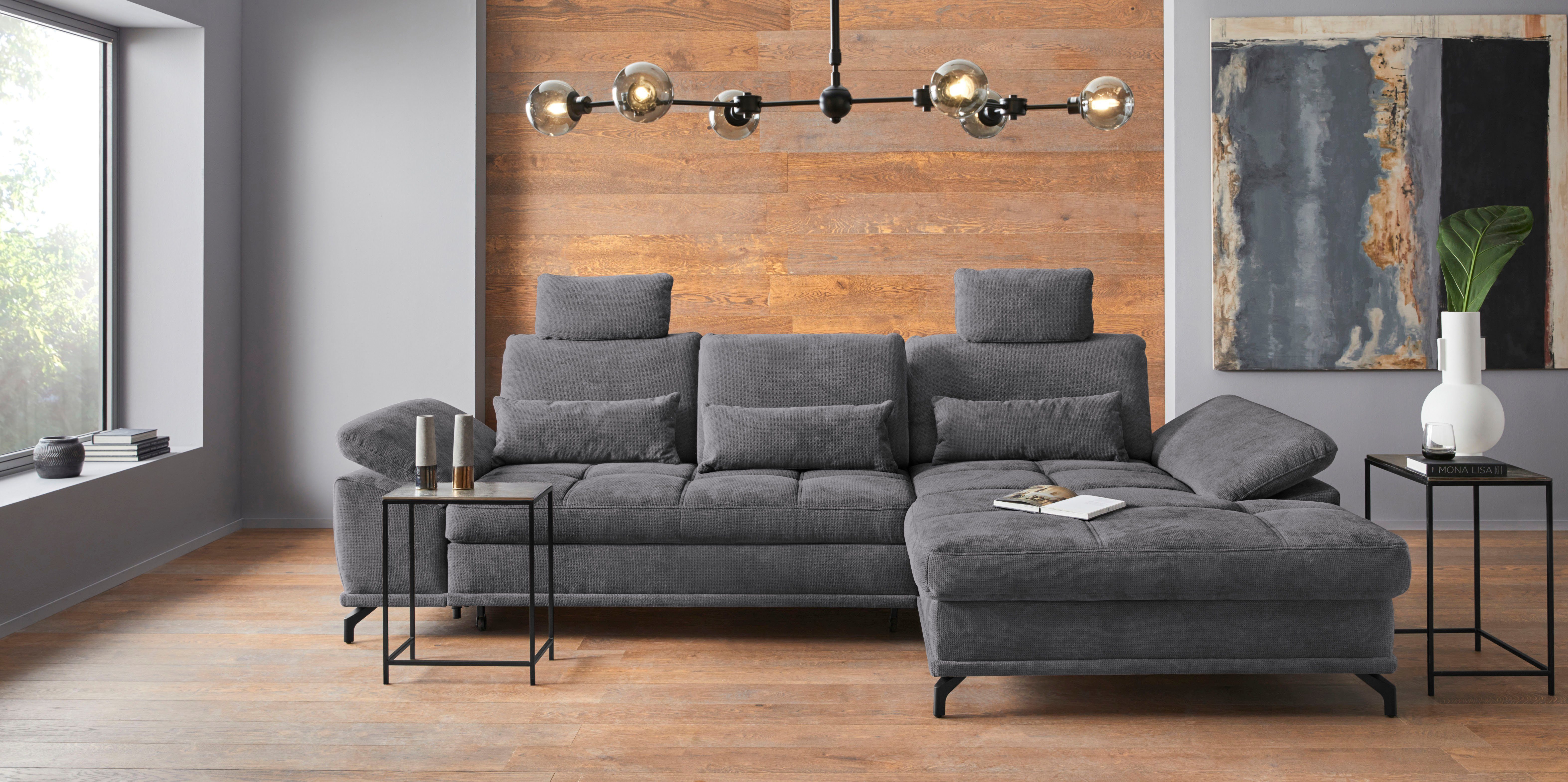 Places of Style Hoekbank Costello L-vorm, B: 301 cm met zitdiepte-, armdeelverstelling &