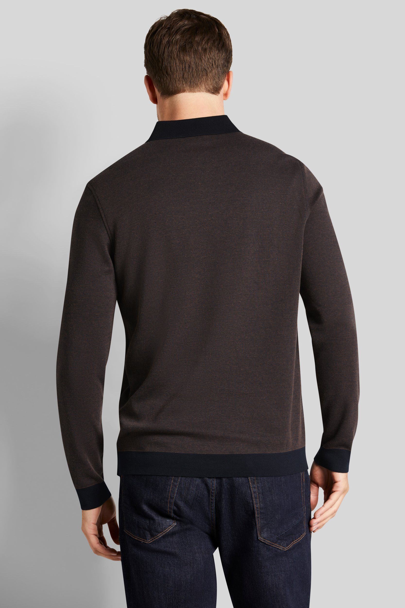 Bugatti Poloshirt met lange mouwen in 2-tone-look