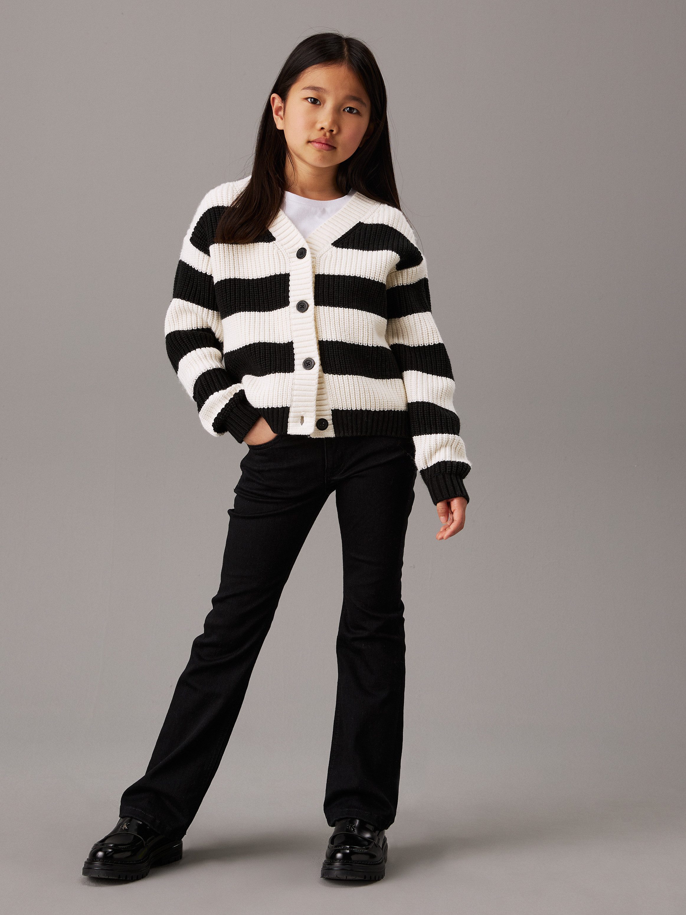 Calvin Klein Wijd uitlopende jeans Mr Flare Ess Black Str Denim voor kinderen tot 16 jaar en met logo-patch