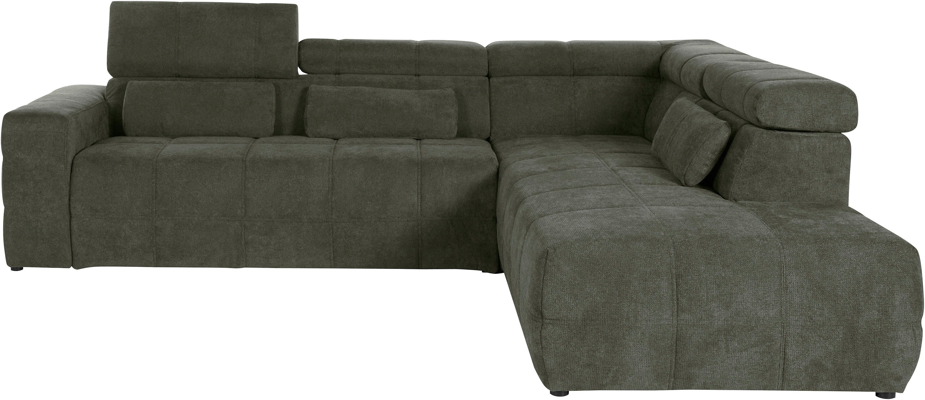 DOMO collection Hoekbank Brandon L-vorm, ook in leer met verstelbare hoofdsteun, naar keuze met verstelbare zitdiepte