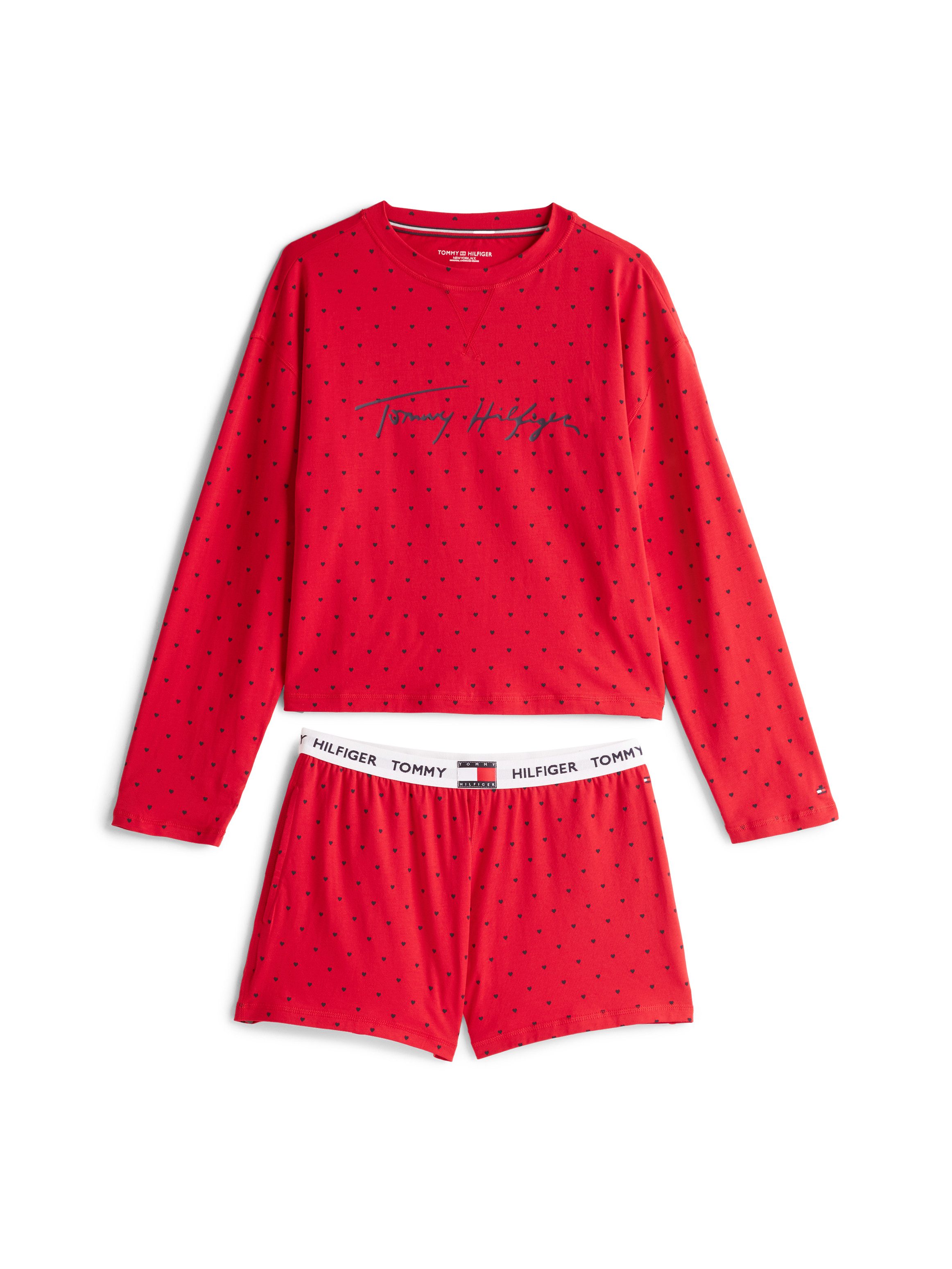 Tommy Hilfiger Underwear Pyjama LS SHORT PRT PJ SET met hartjes allover-patroon (set 2-delig 2-delig)