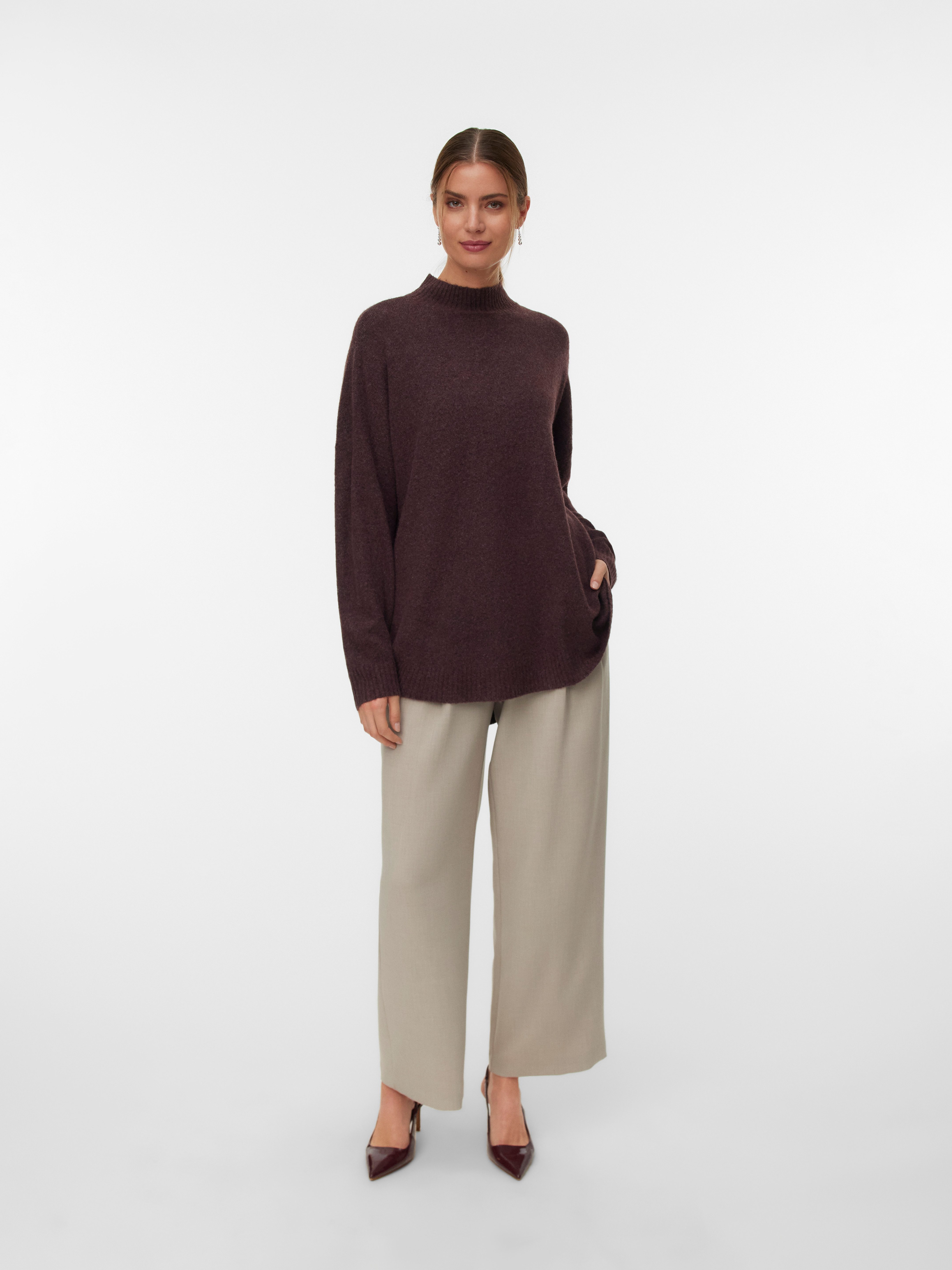 Vero Moda Gebreide trui VMPLAZA LS HIGHNECK LONG PULLOVER GA BOO