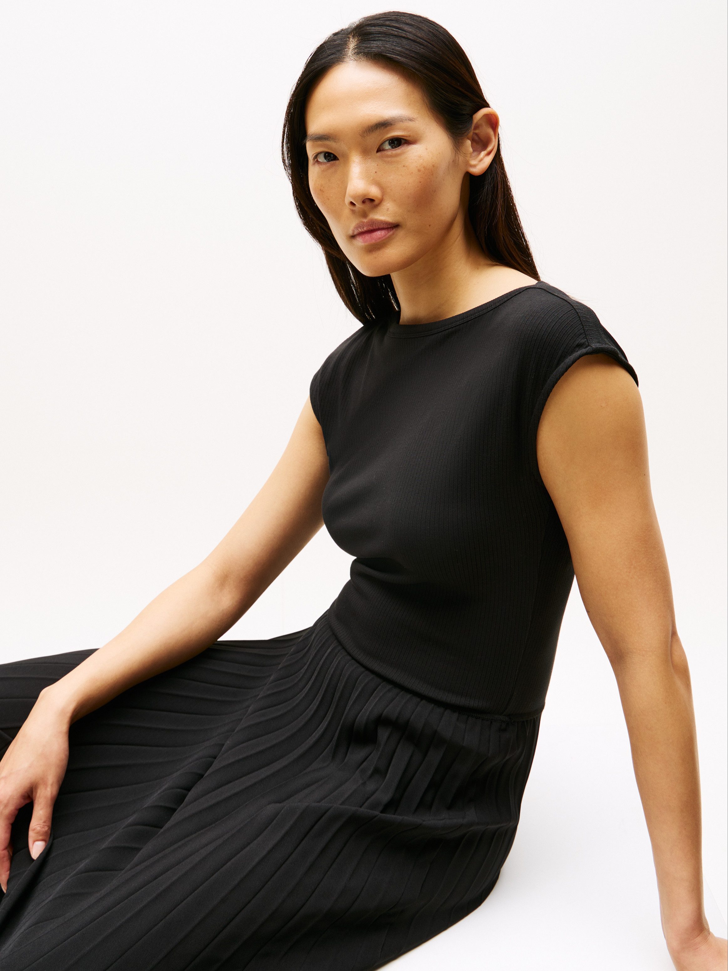 Tommy Hilfiger Jurk in a-lijn 5X2 RIB MIDI F&F DRS