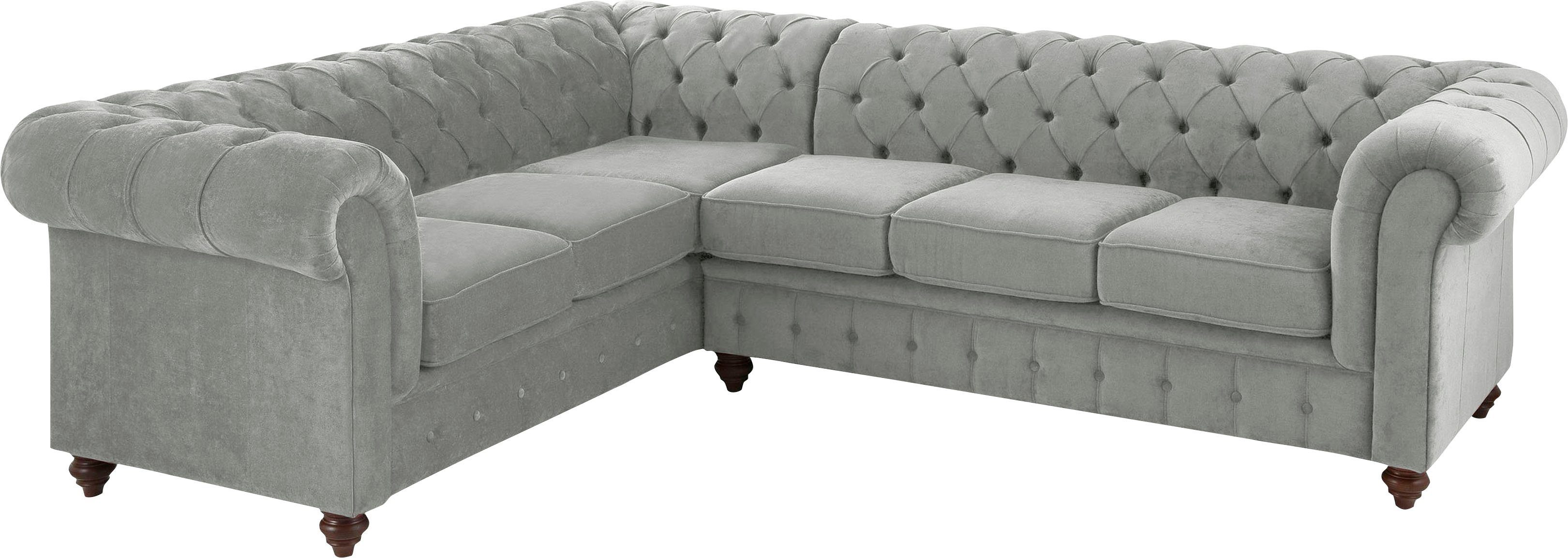 Home affaire Chesterfield-bank Duc hoekbank L-vorm hoogwaardige capitonnage achter, fluwelige look met changerende look