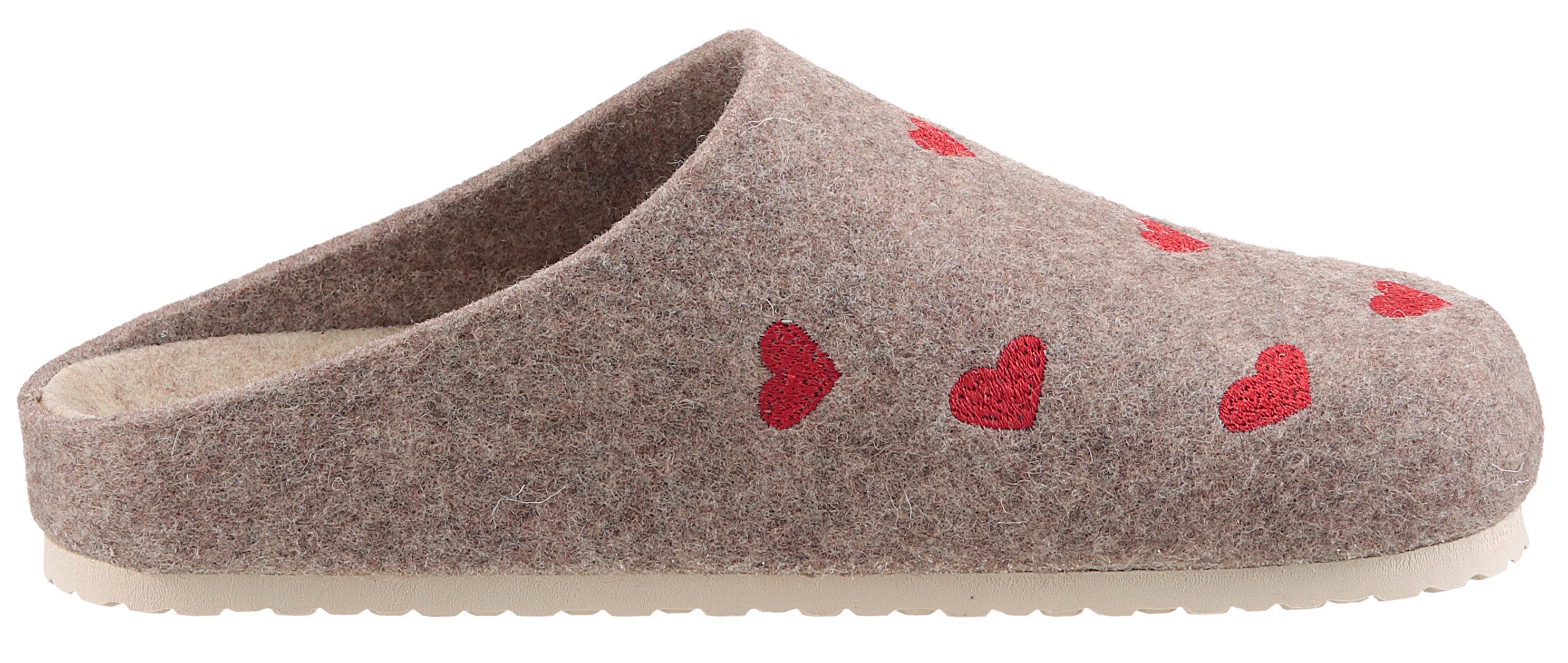 BIO Life Clogs Pantoffel, homeslipper met hartjes-borduurwerk - NIEUWE COLLECTIE