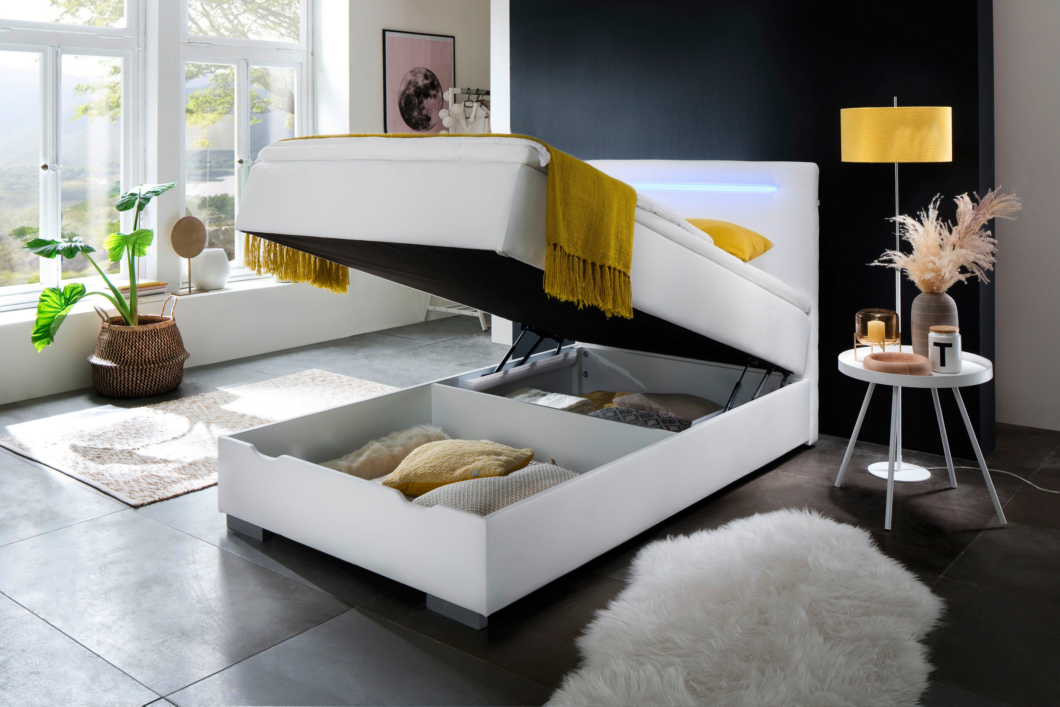 meise.möbel Boxspring Las Vegas 2 inclusief ledverlichting in het hoofdbord, met bedkist en topmatras