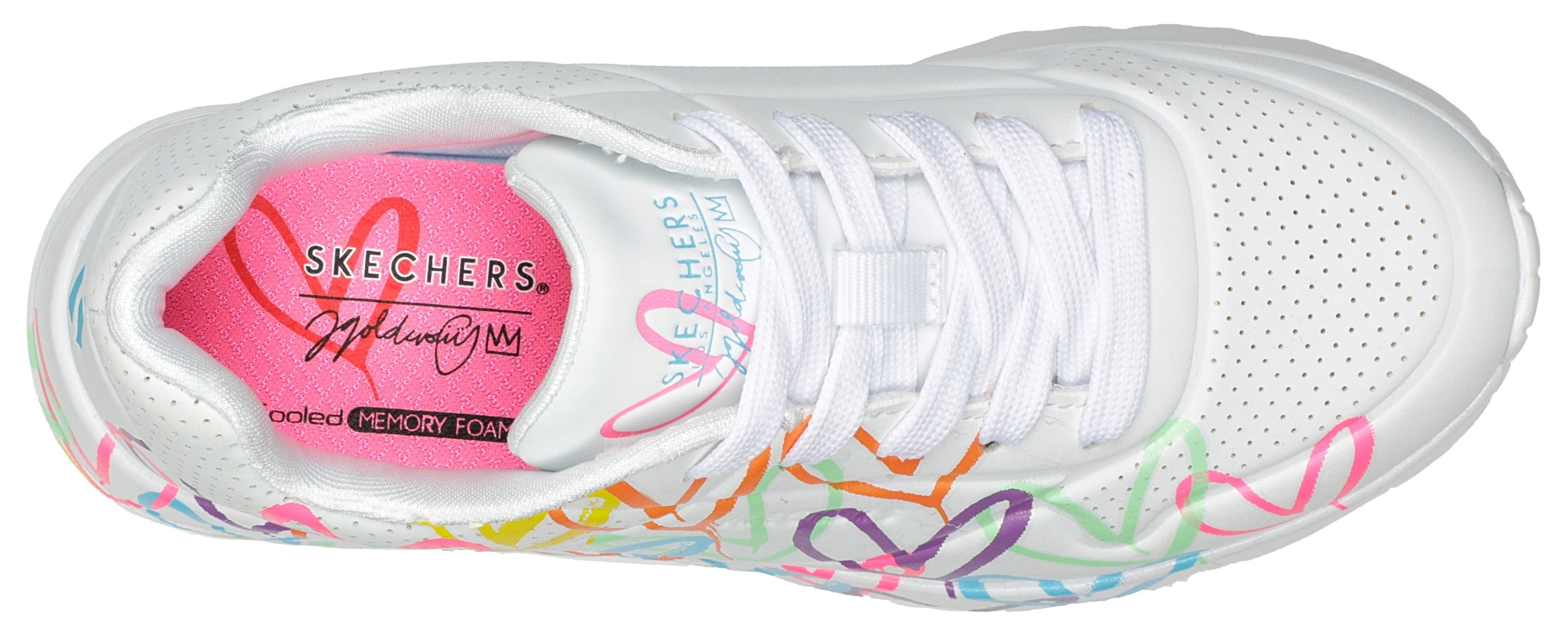 Skechers Sneakers JGoldcrown: Uno Lite - Spread the Love chunky sneaker, plateausneaker, retro sneaker met allover print