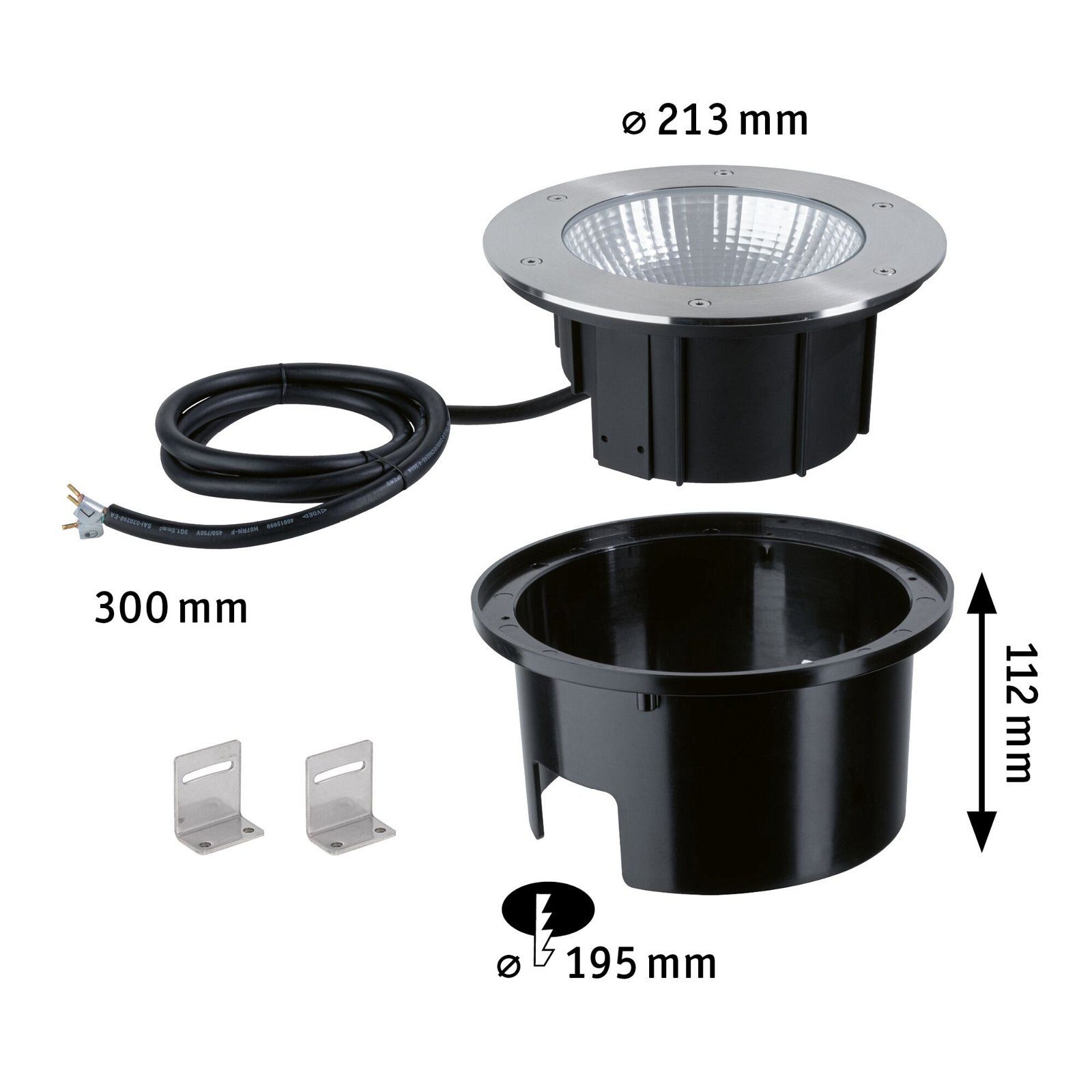 Paulmann Ledinbouwlamp Durea IP67 rond 213mm 3000K 12,5W 870lm 230V roestvrij staal metaal (1 stuk)