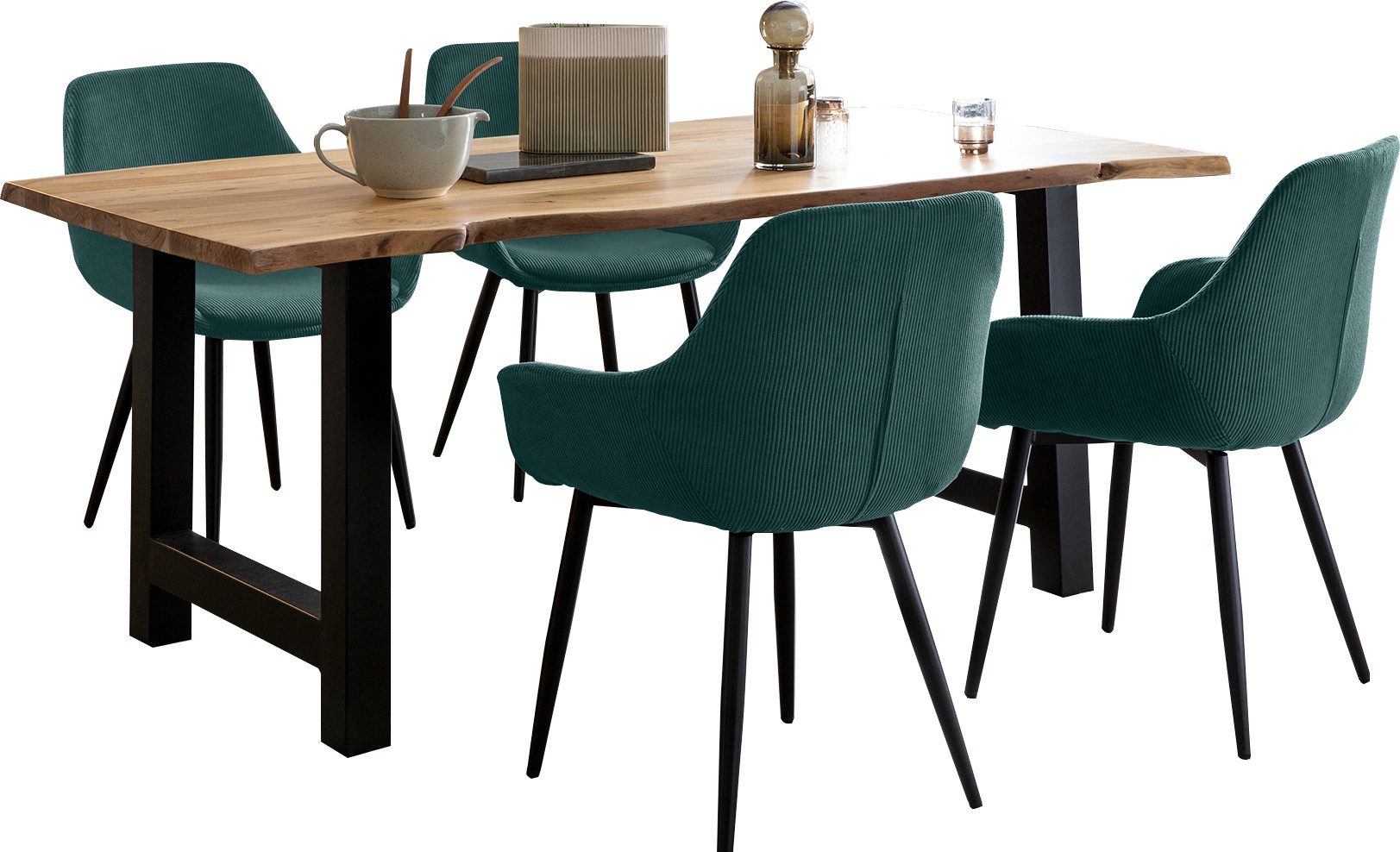 SalesFever Eethoek Massief hout geolied en tweevoudig gewaxt (set, 5-delig)