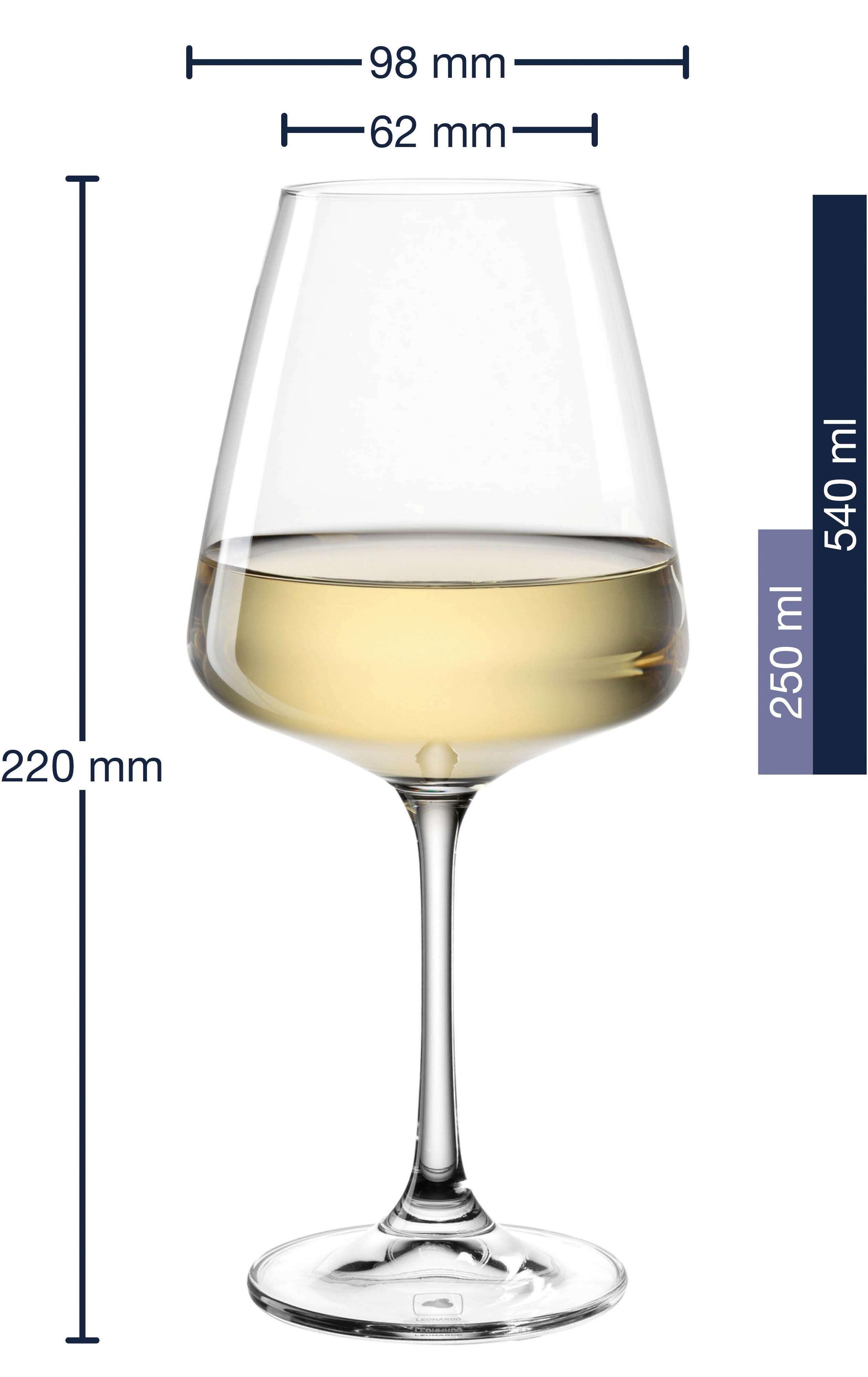 LEONARDO Wijnglas Witte wijnglas PALADINO, 540 ml, 6-delig set (set, 6-delig)