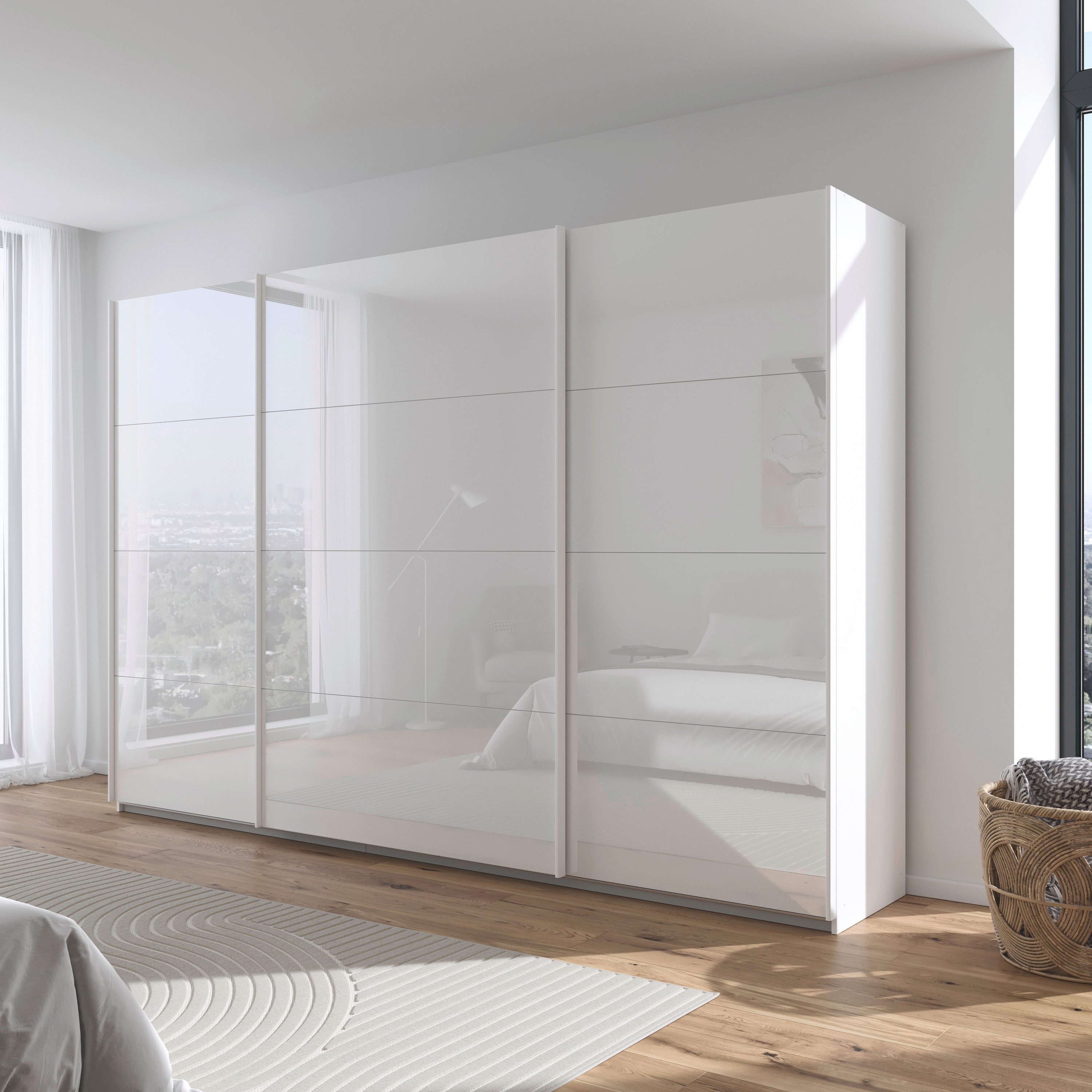 rauch Schuifdeurkast Kledingkast Kast Garderobe AGORDO met Glasfront doordachte binnenuitrusting, in 4 breedtes en 2 hoogtes made in germany