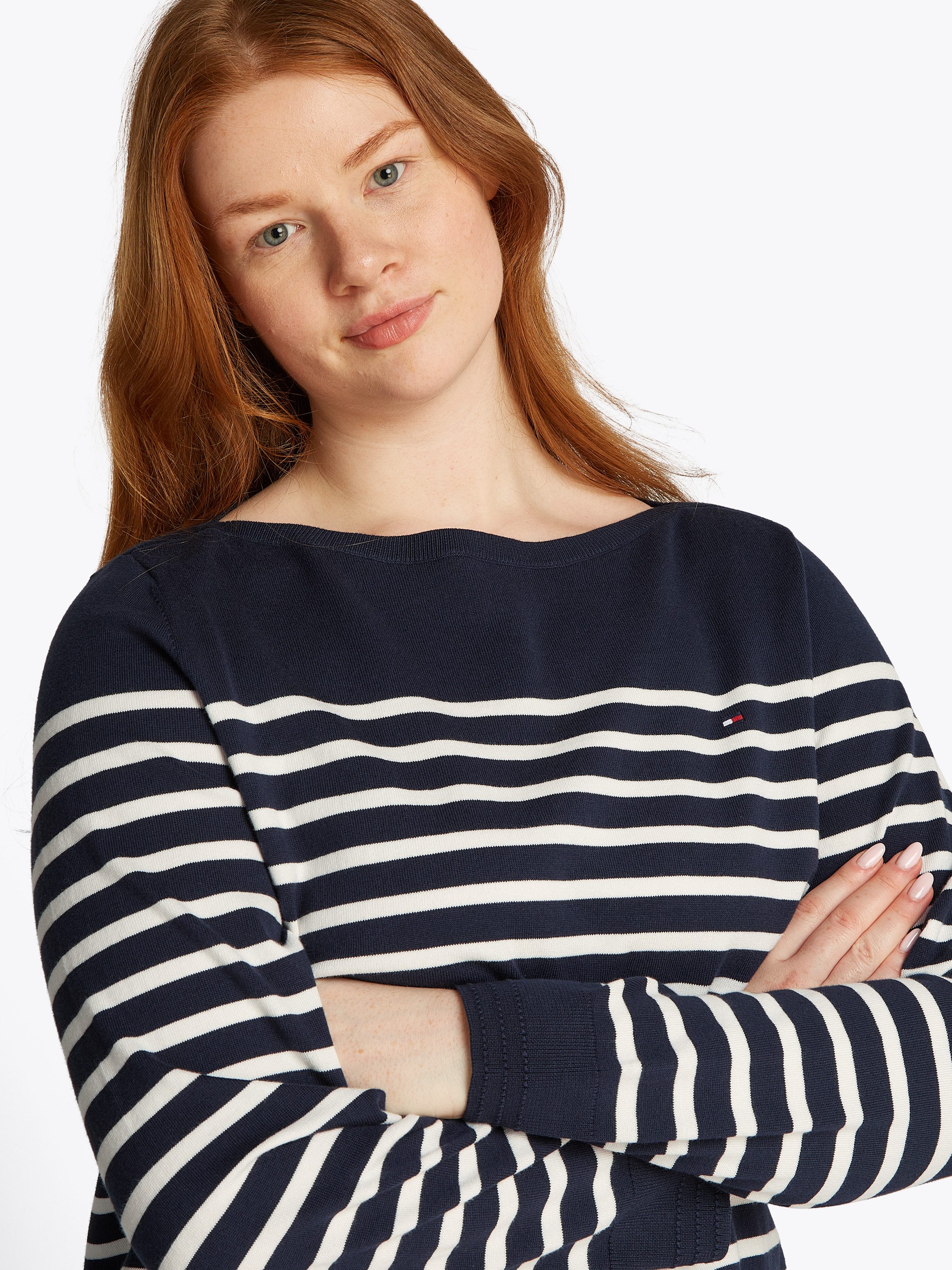 Tommy Hilfiger Curve Gebreide trui CRV CO JERSEY STITCH LS B-NK SWT